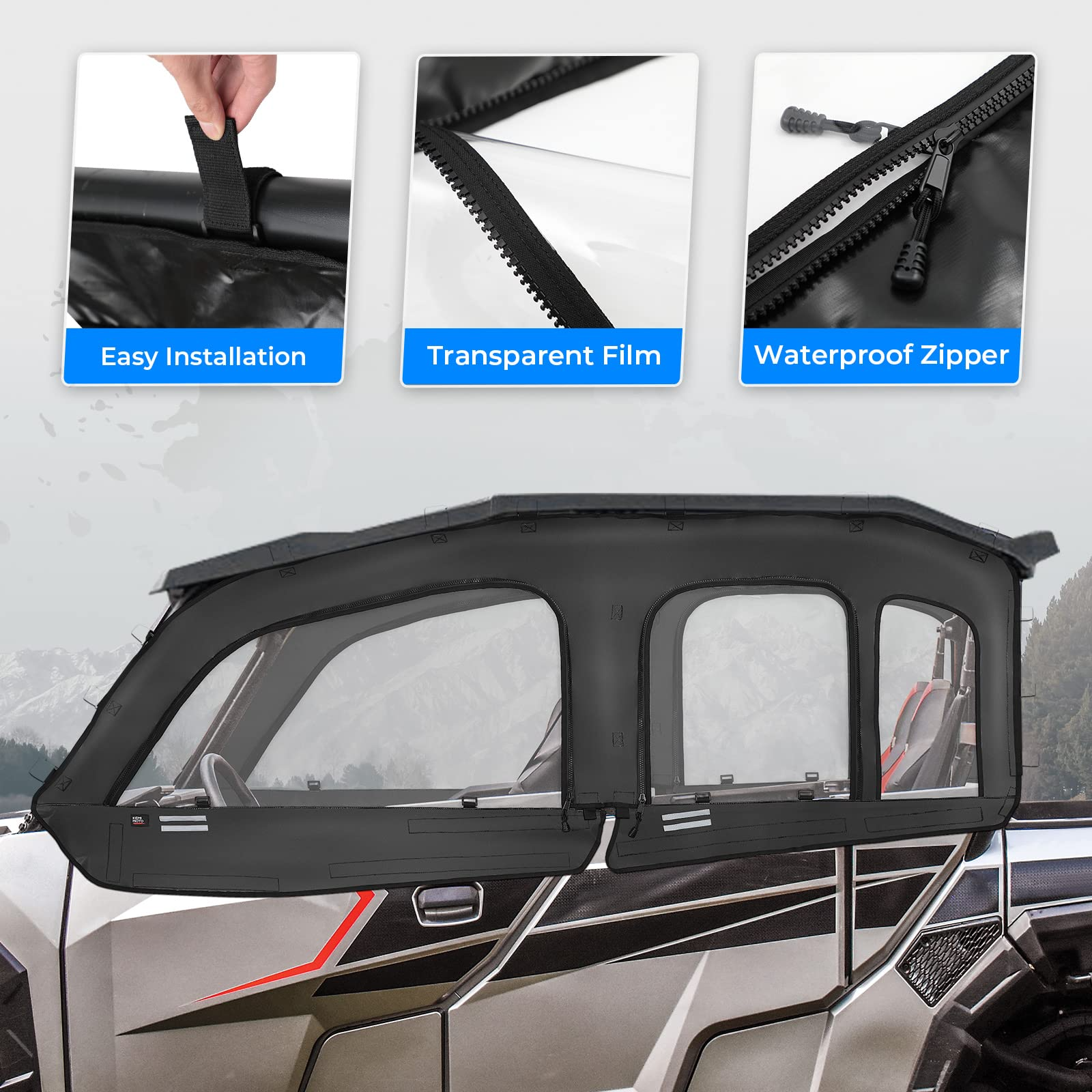 Photo of Soft Cab Enclosure Upper Doors for General XP 4 1000 by Kemimoto - Premium for UTVs / Side by Sides