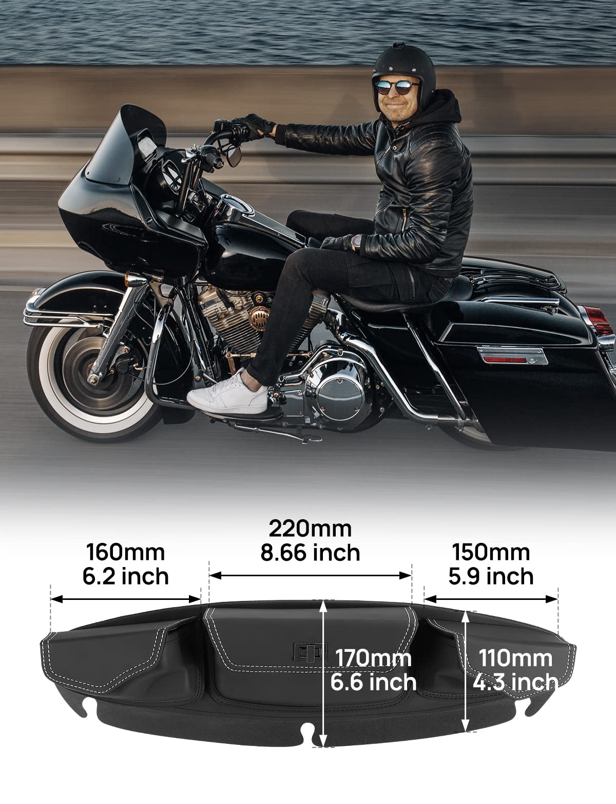 Windshield Bag, Batwing Fairing Pouch for Harley 2014-2024