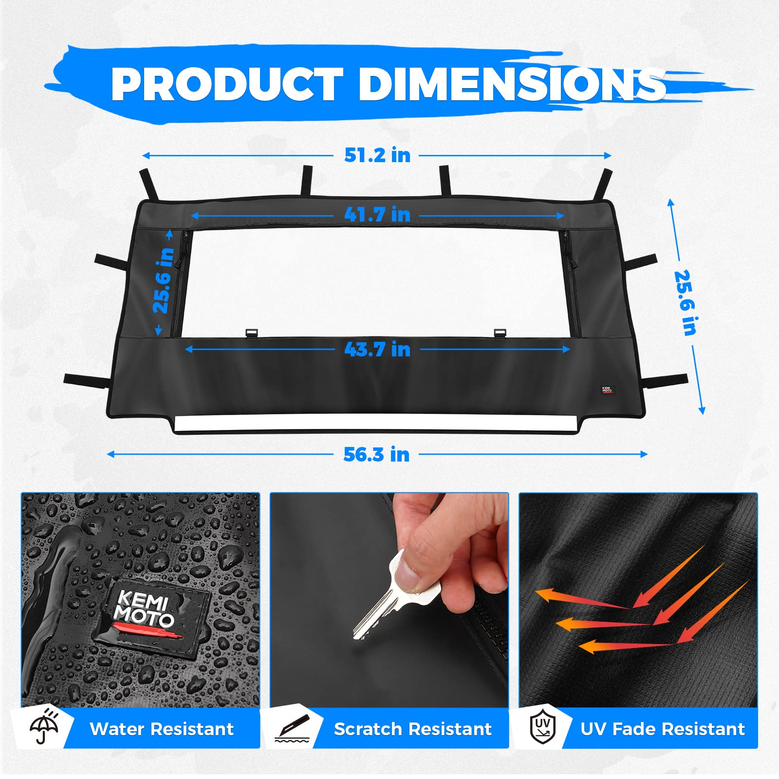 Photo of PVC Soft Rear Windshield for Polaris General 1000 /XP 1000 by Kemimoto - Premium for UTVs / Side by Sides