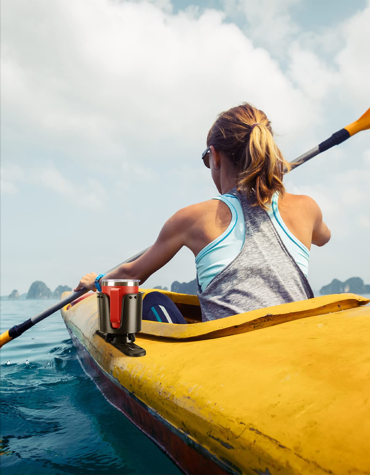 Photo of Kemimoto Kayak Cup Holder with Anti-Slip Clips for 18-32 oz Bottles by Kemimoto - Premium for UTVs / Side by Sides