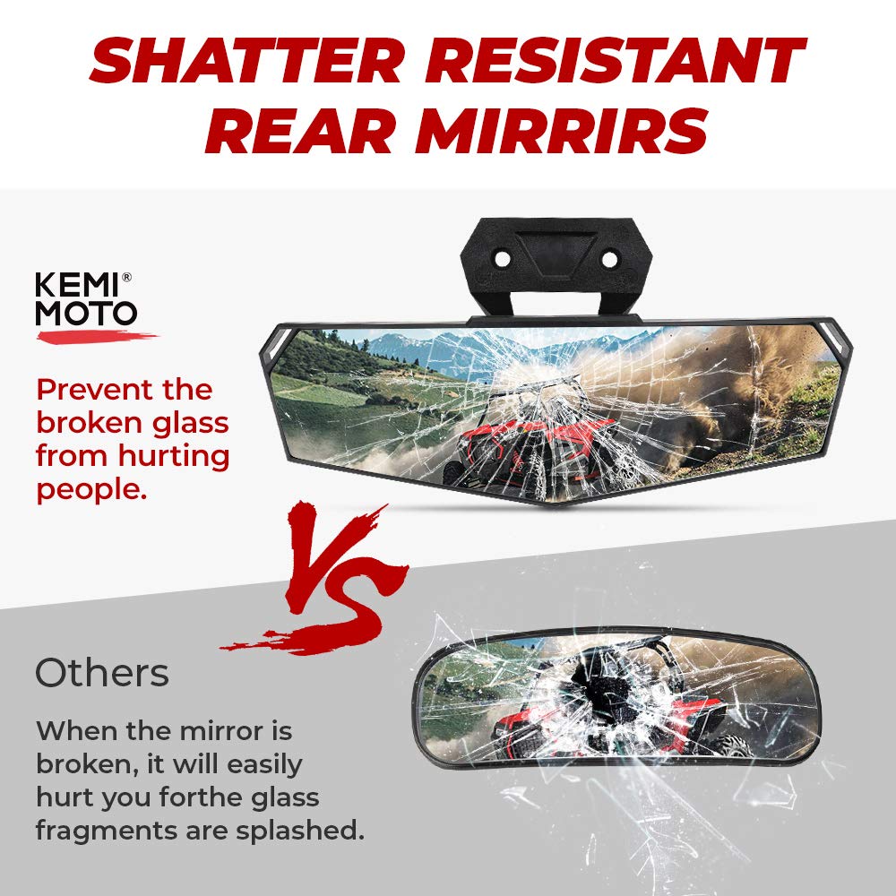 Photo of Kemimoto Center Rear View Mirror for Polaris RZR PRO XP / 4, Turbo R /4, RZR XP 1000 by Kemimoto - Premium for UTVs / Side by Sides