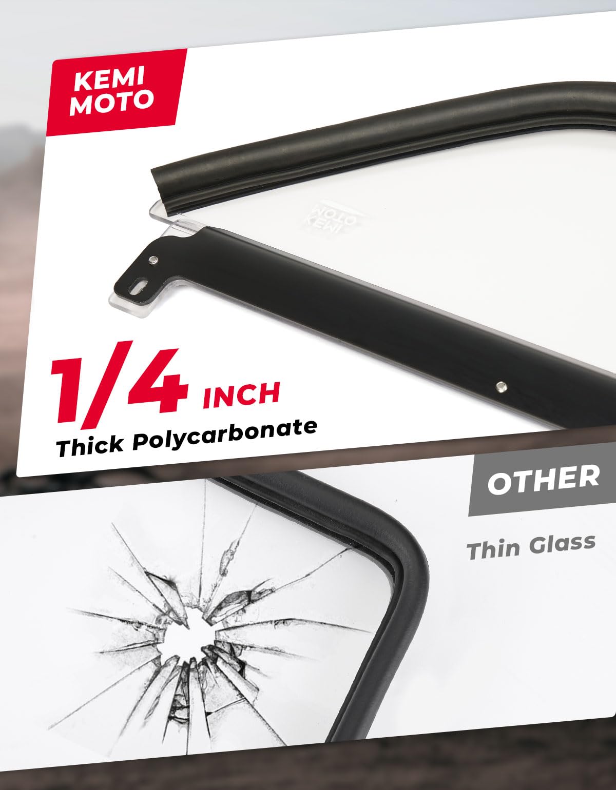 Photo of Upgraded Scratch Resistant Flip Windshield for Can-Am Maverick X3/X3 MAX by Kemimoto - Premium for UTVs / Side by Sides