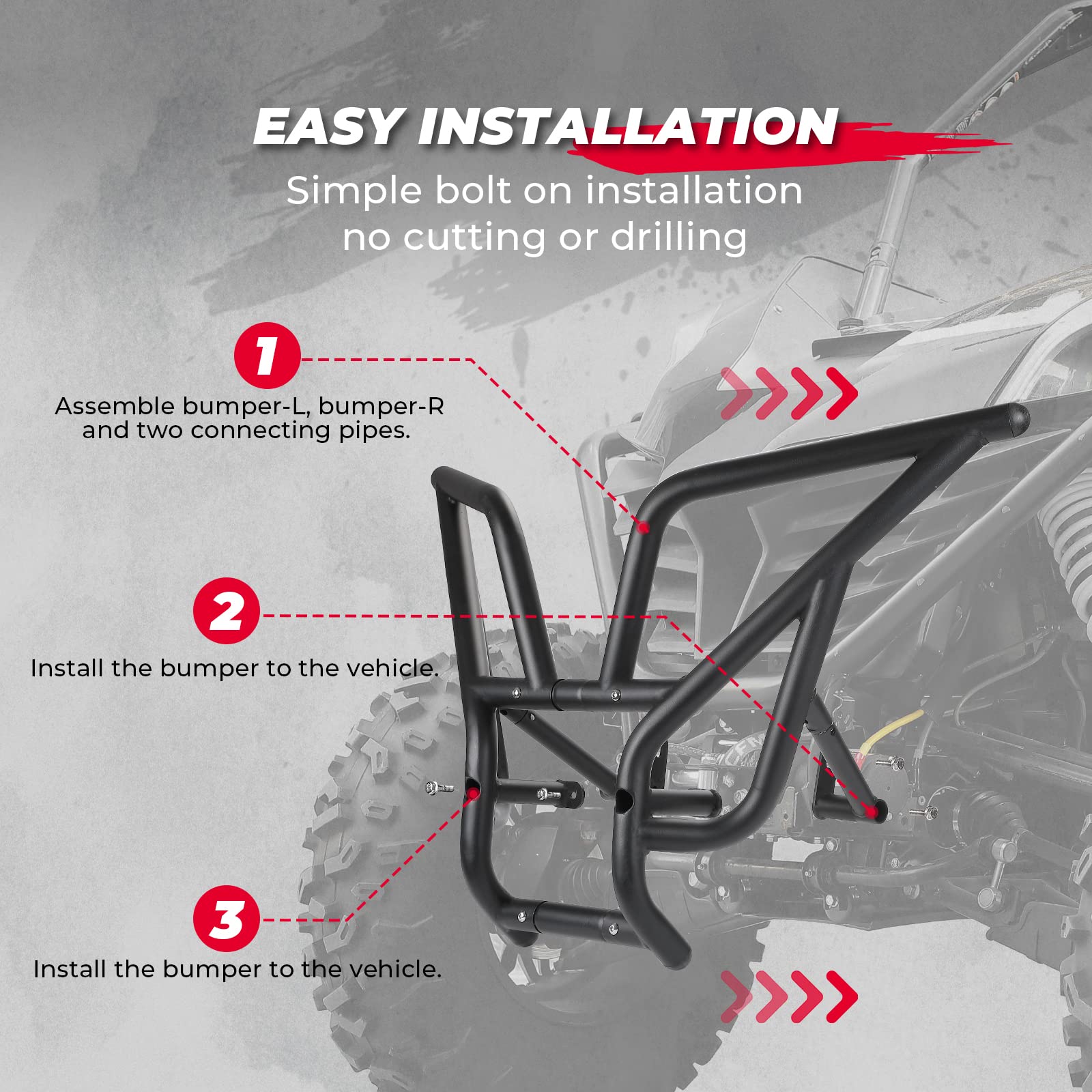 Photo of Kemimoto Front Bumper Brush Guard for CFMOTO ZForce 950 by Kemimoto - Premium for UTVs / Side by Sides