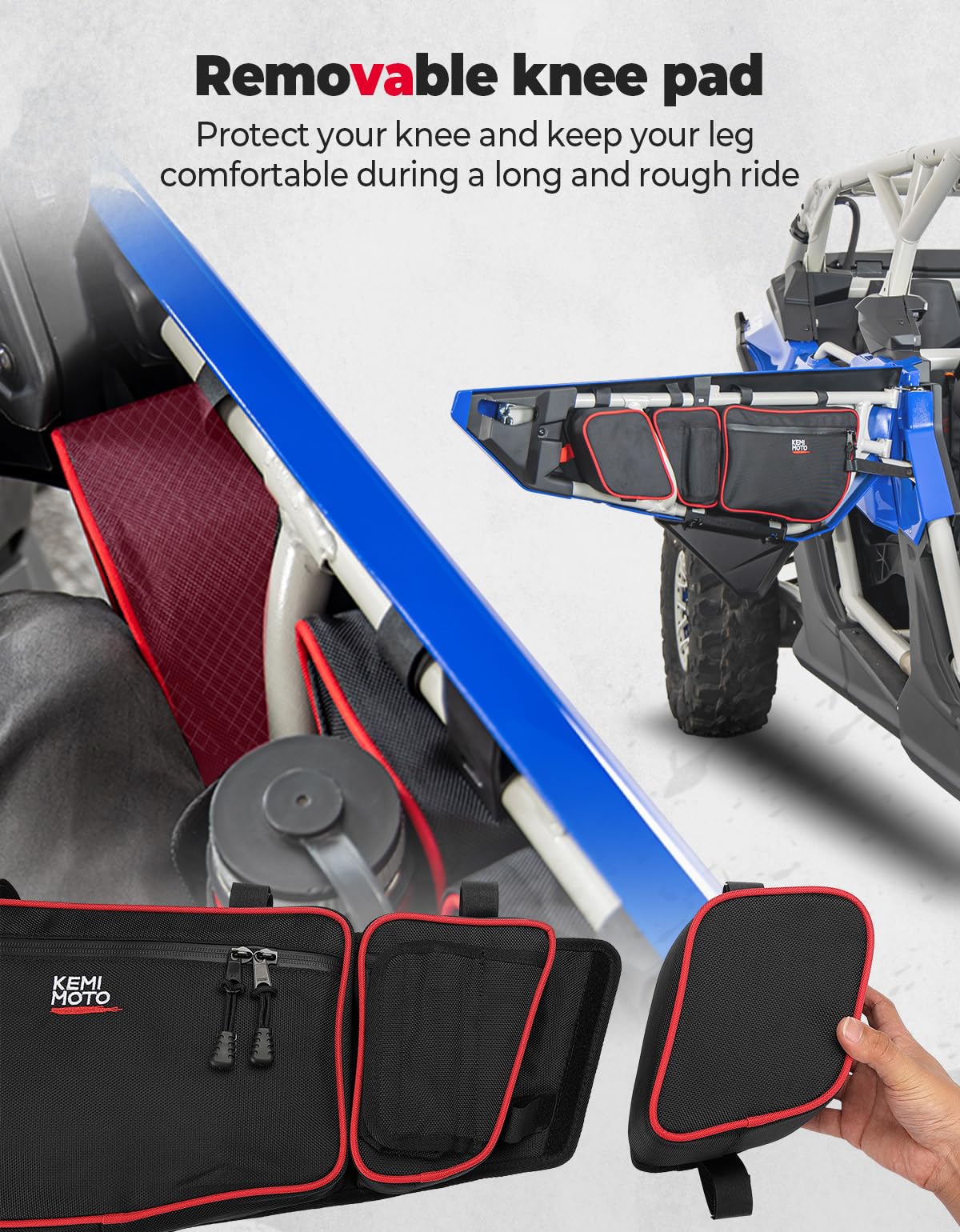 Photo of Kemimoto Front and Rear Door Bags for Can-Am Maverick X3 Max - Red by Kemimoto - Premium for UTVs / Side by Sides