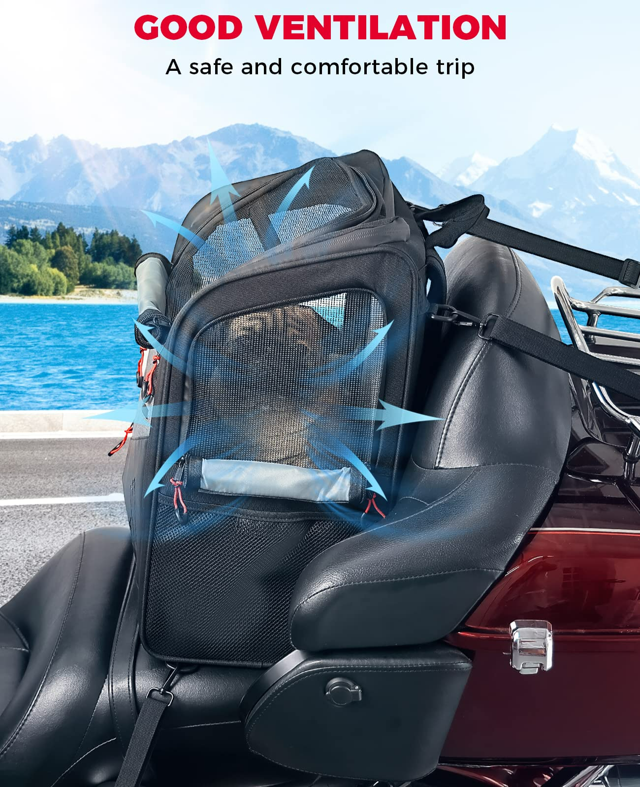 Photo of Motorcycle Dog/Cat Carrier Bags Portable Load Capacity 20lbs by Kemimoto - Premium for UTVs / Side by Sides
