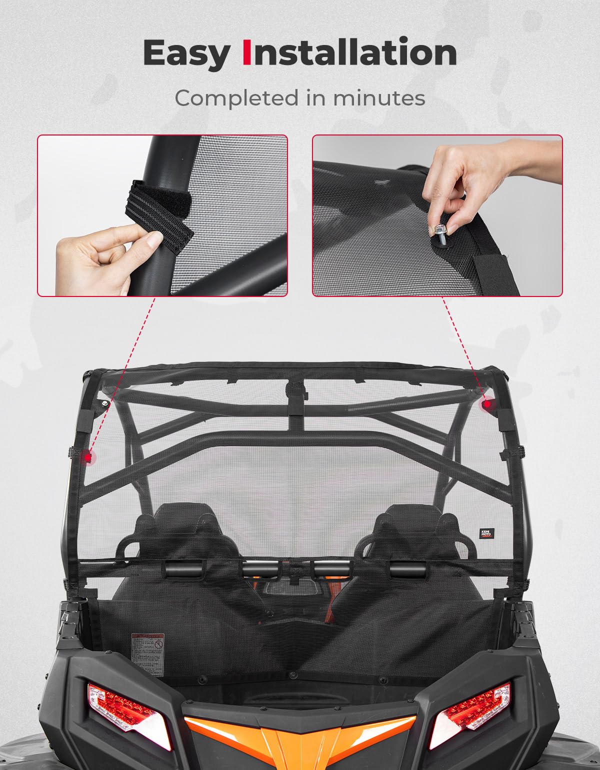 Photo of Ventilated Rear Window Net Mesh for CFMOTO ZForce 500 | 800 | 1000 by Kemimoto - Premium for UTVs / Side by Sides