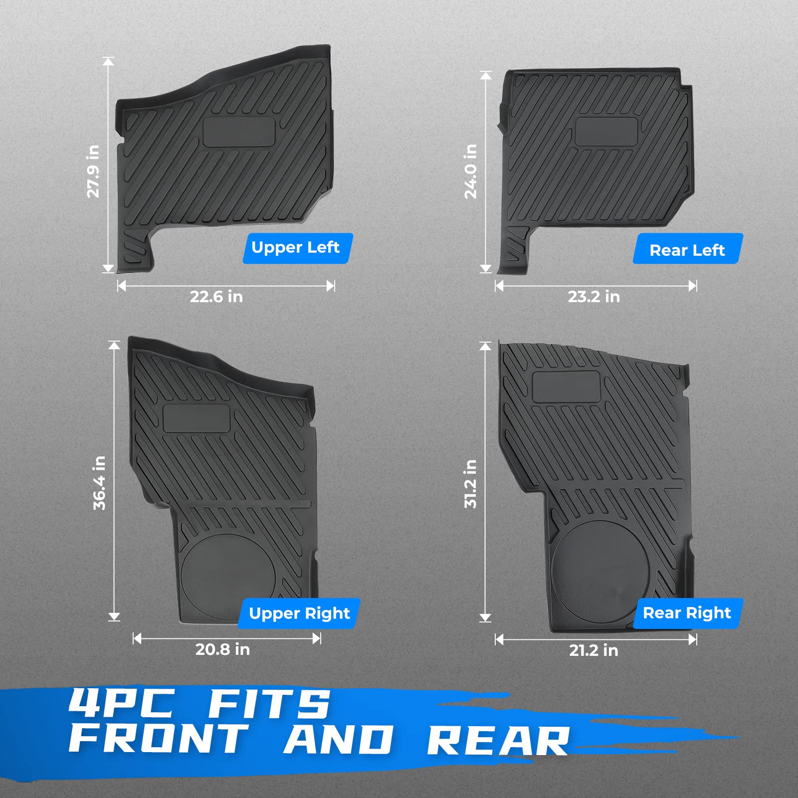 Photo of Kemimoto Floor Mats for Polaris Ranger Crew XP 1000 (2019-2024) 4 Pcs by Kemimoto - Premium for UTVs / Side by Sides