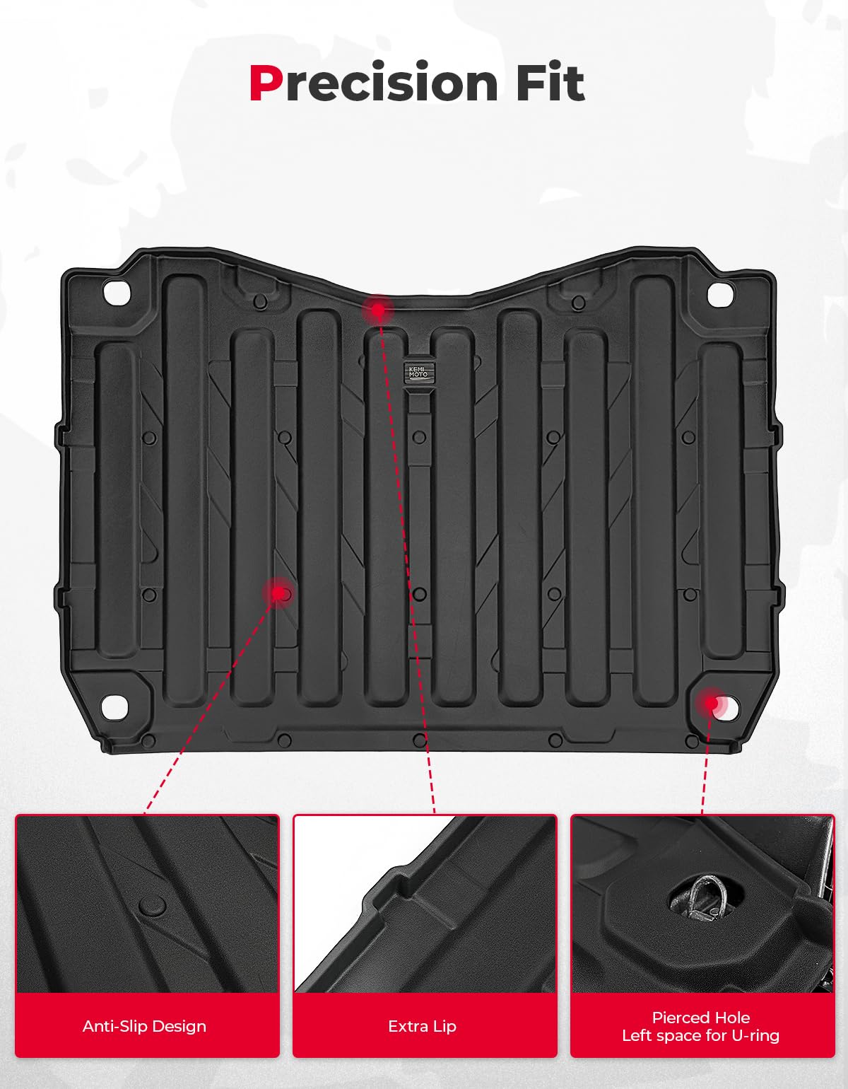 Photo of UTV Bed Liner Mat for Honda Pioneer 1000/ 1000-6 2016-2024 by Kemimoto - Premium for UTVs / Side by Sides