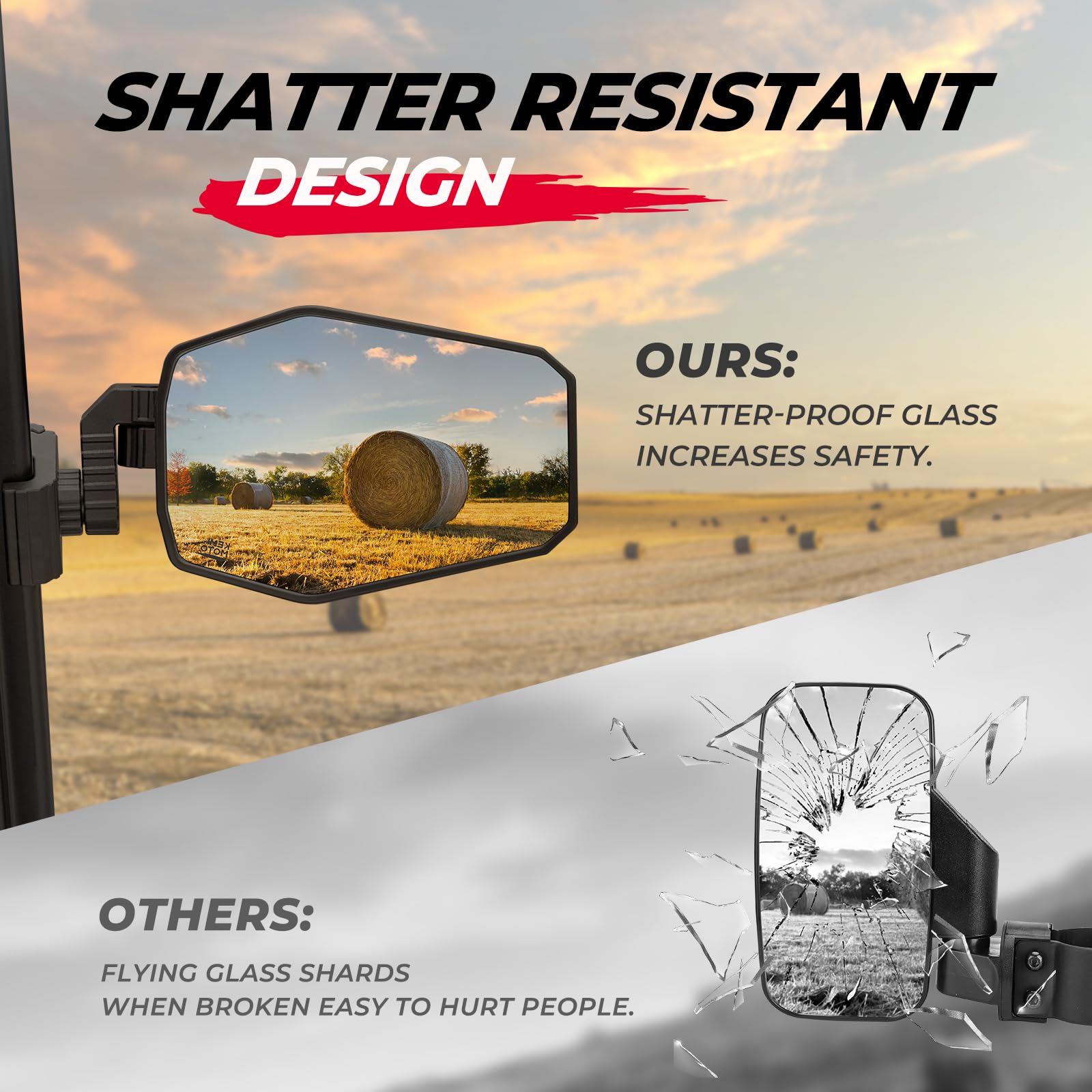 Photo of UTV Side Mirrors for Polaris Ranger/ Can-Am Defender/ Maverick Trail by Kemimoto - Premium for UTVs / Side by Sides