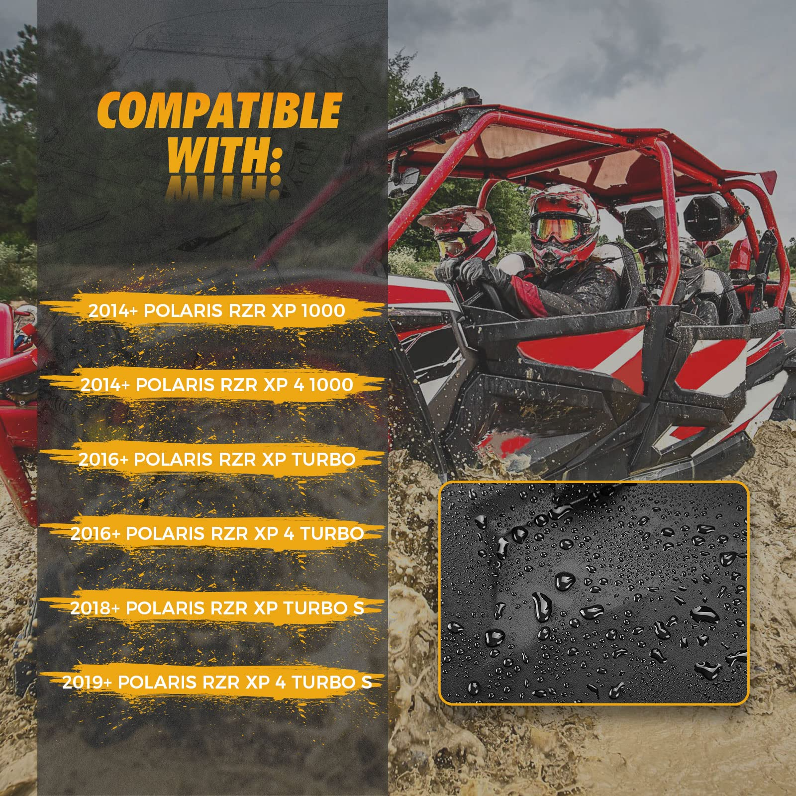 Photo of Fender Flares 8.5 Inch Mud Flap for Polaris RZR XP 1000/4 by Kemimoto - Premium for UTVs / Side by Sides