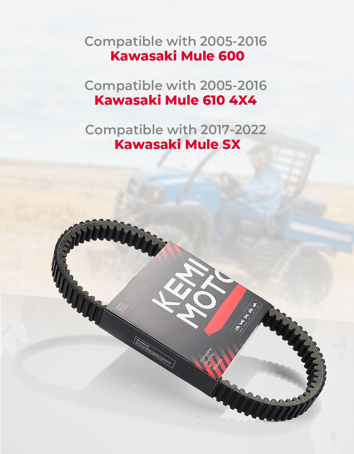 Photo of UTV Drive Belt for Kawasaki KAF400 Mule 600 610 / Mule SX by Kemimoto - Premium for UTVs / Side by Sides