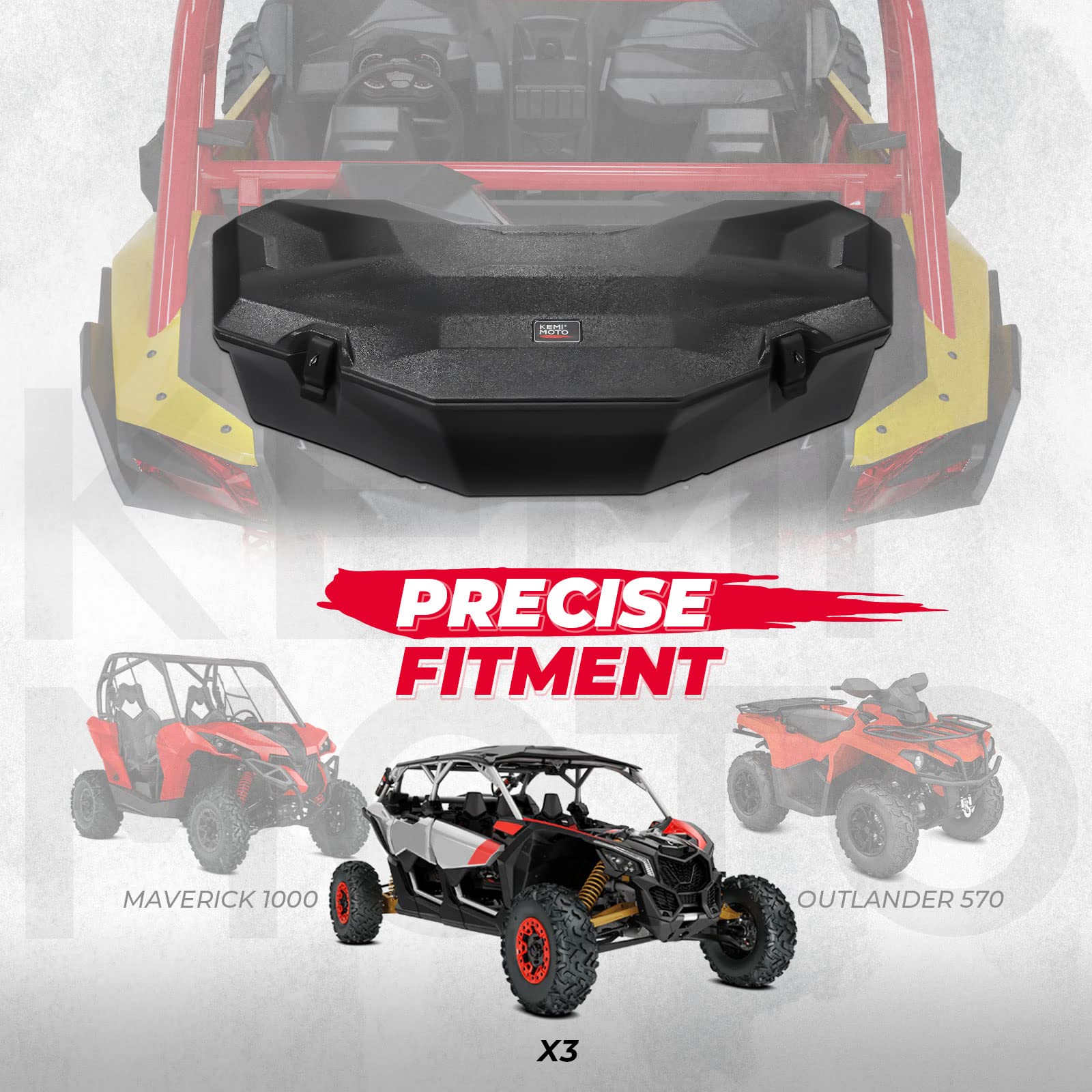 Photo of LinQ Pivoting Rack & Rear Storage Box for Maverick X3/MAX by Kemimoto - Premium for UTVs / Side by Sides