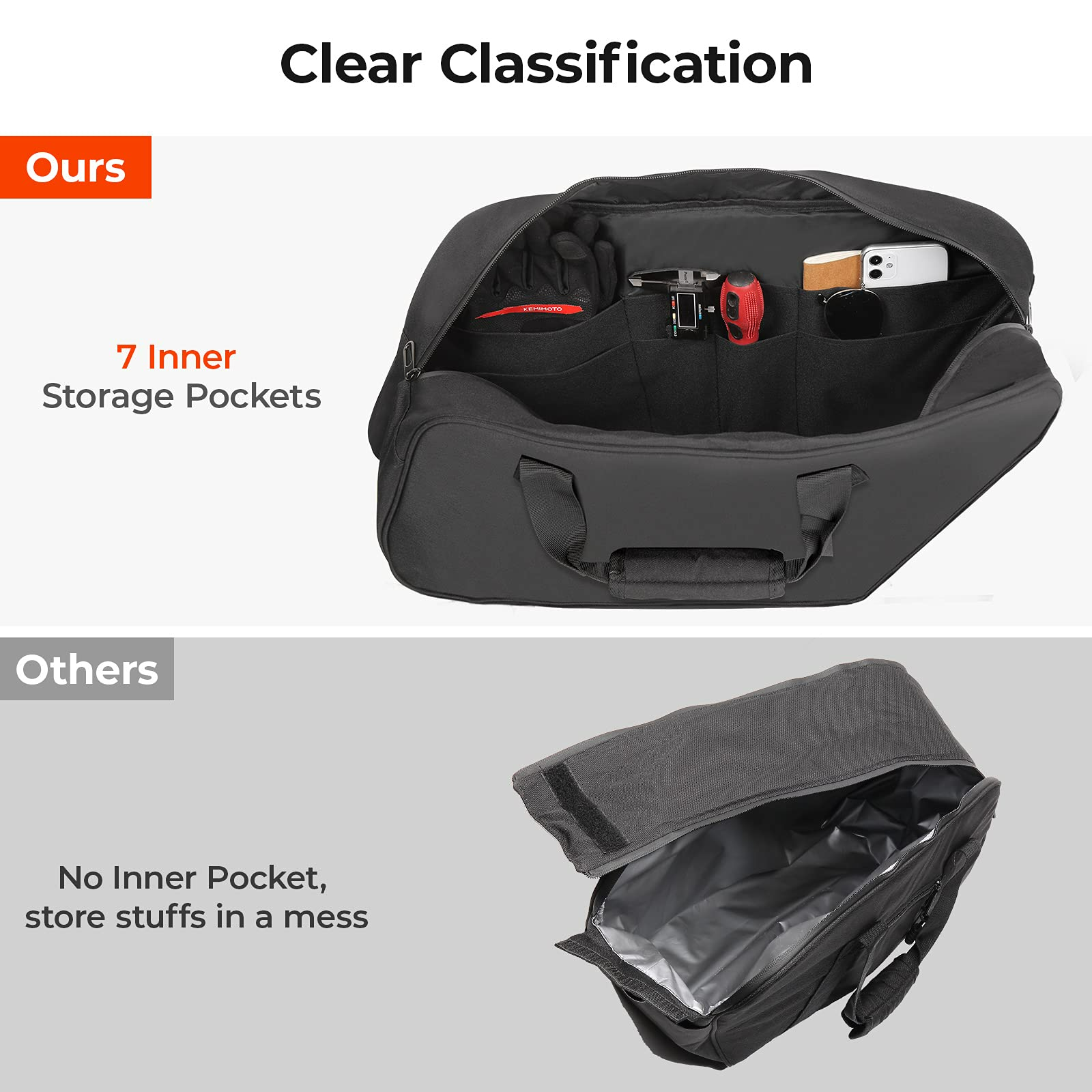 Photo of Motorcycle Saddlebag Liner Bag for Touring Models Street Glide Road by Kemimoto - Premium for UTVs / Side by Sides
