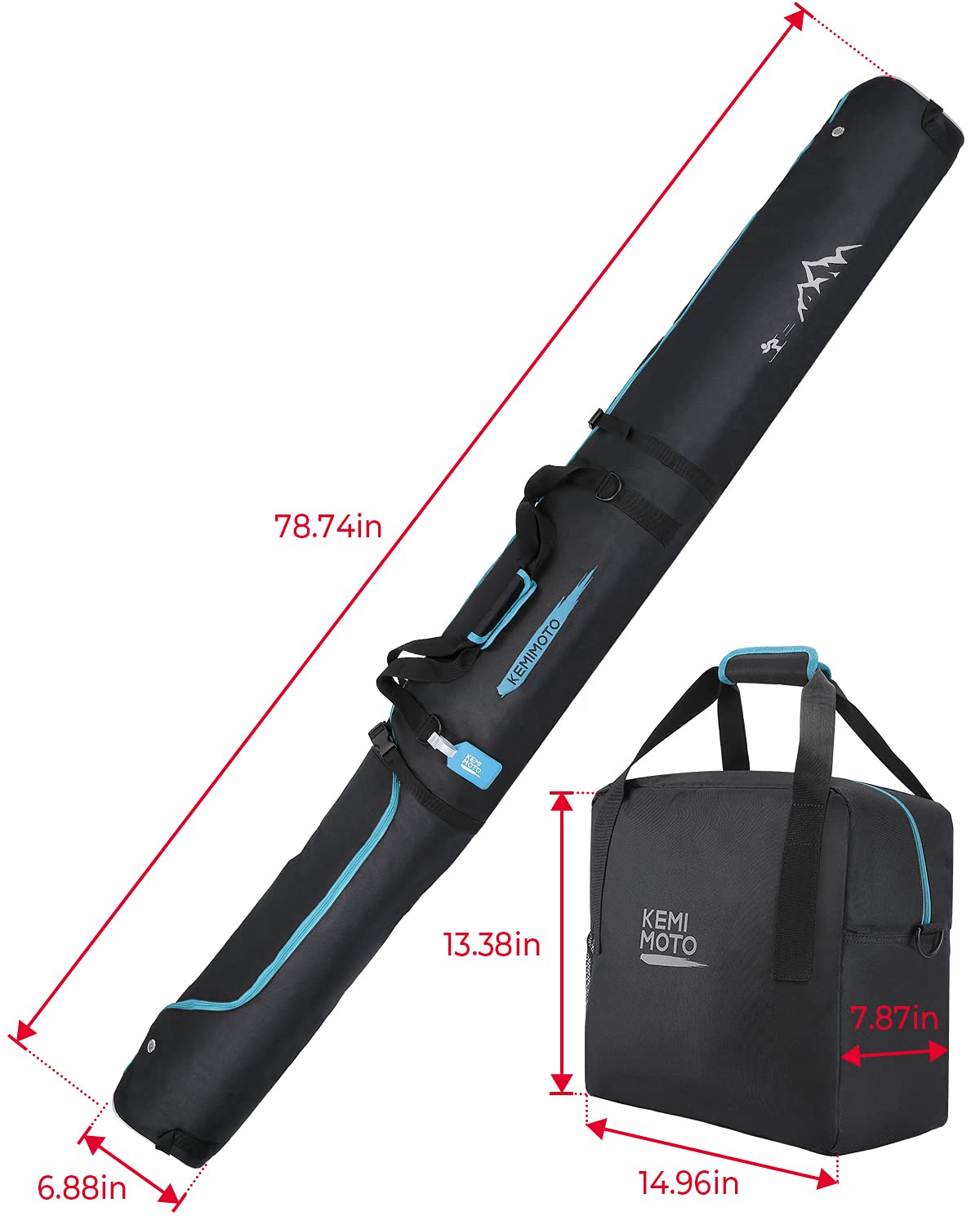 Photo of Ski Bag & Boot Bag Combo Fit Skis Up to 200cm by Kemimoto - Premium for UTVs / Side by Sides