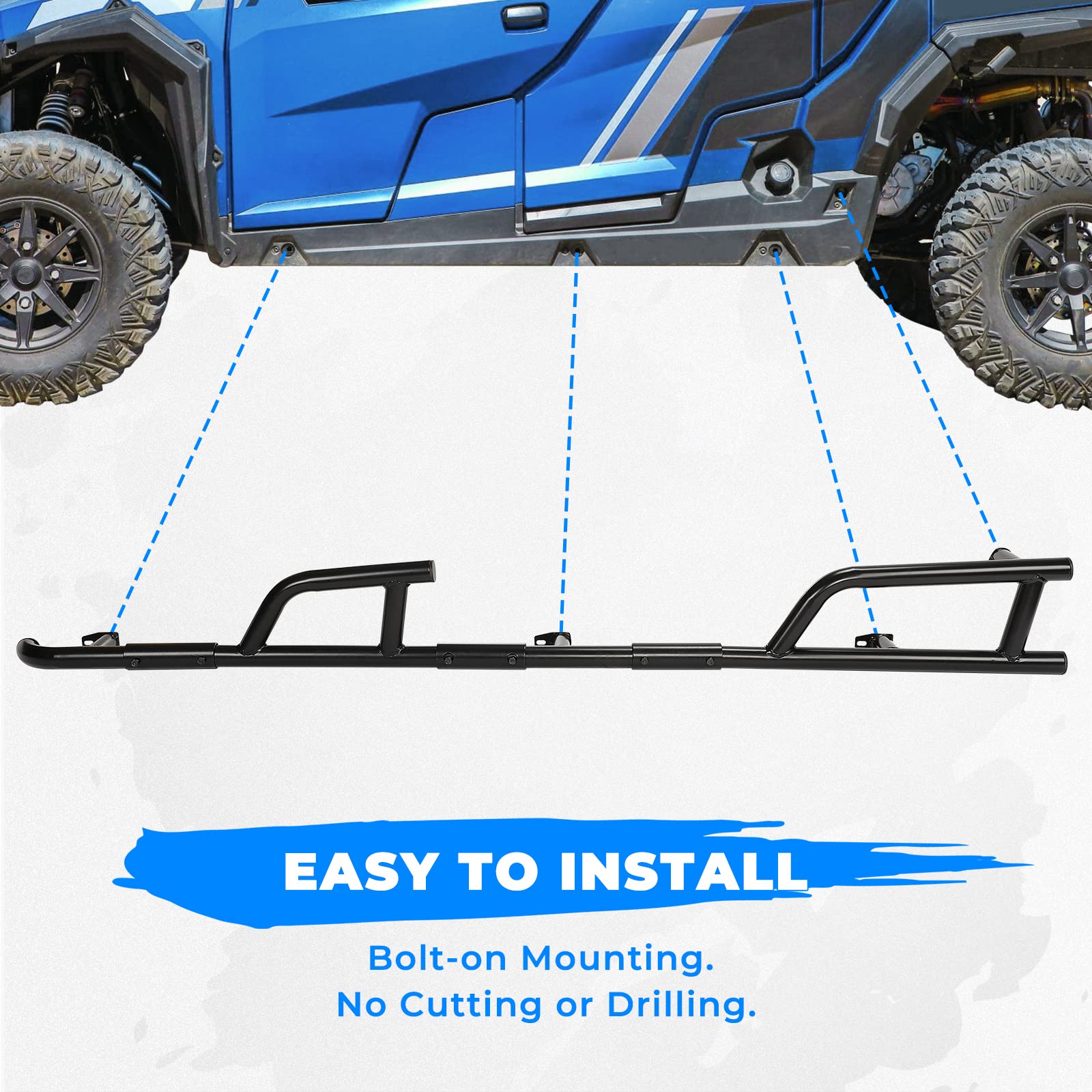 Photo of Nerf Bars Rock Sliders for Polaris General XP 4 1000 by Kemimoto - Premium for UTVs / Side by Sides