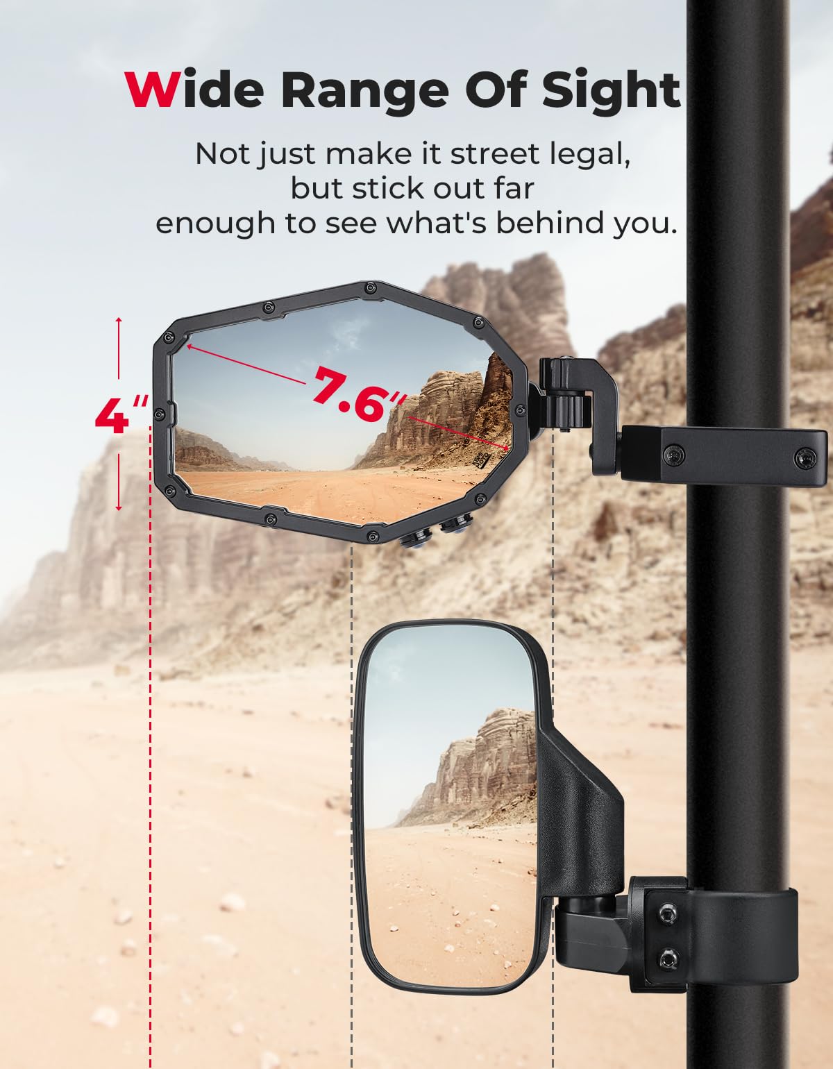 Photo of UTV LED Lighted Side Mirrors with Flowing Turn Signal for Polaris RZR XP 4 1000 by Kemimoto - Premium for UTVs / Side by Sides