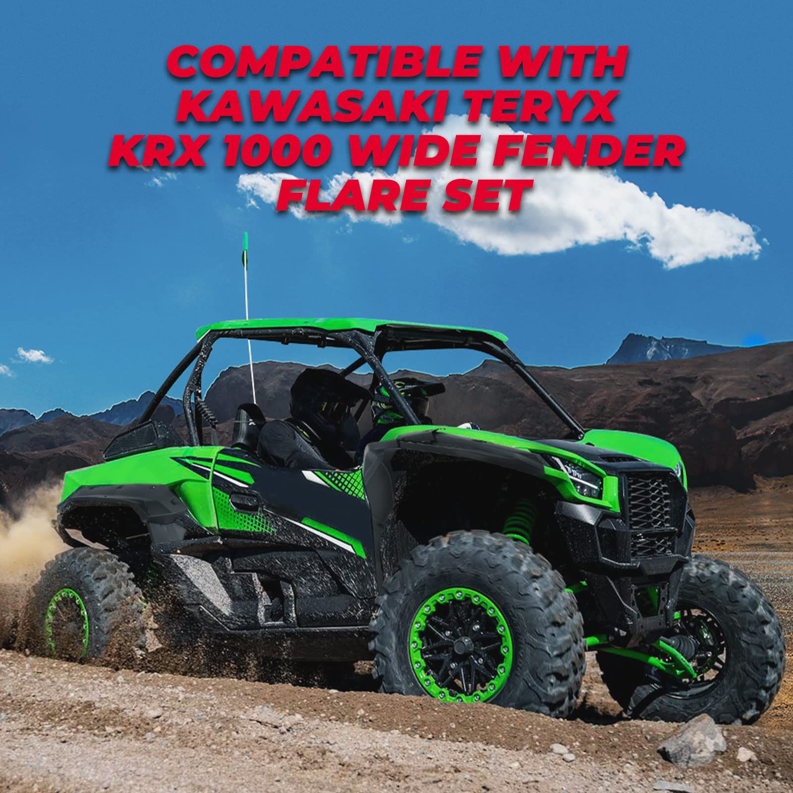 Photo of Mud Fender Flares for Kawasaki Teryx KRX 1000 by Kemimoto - Premium for UTVs / Side by Sides