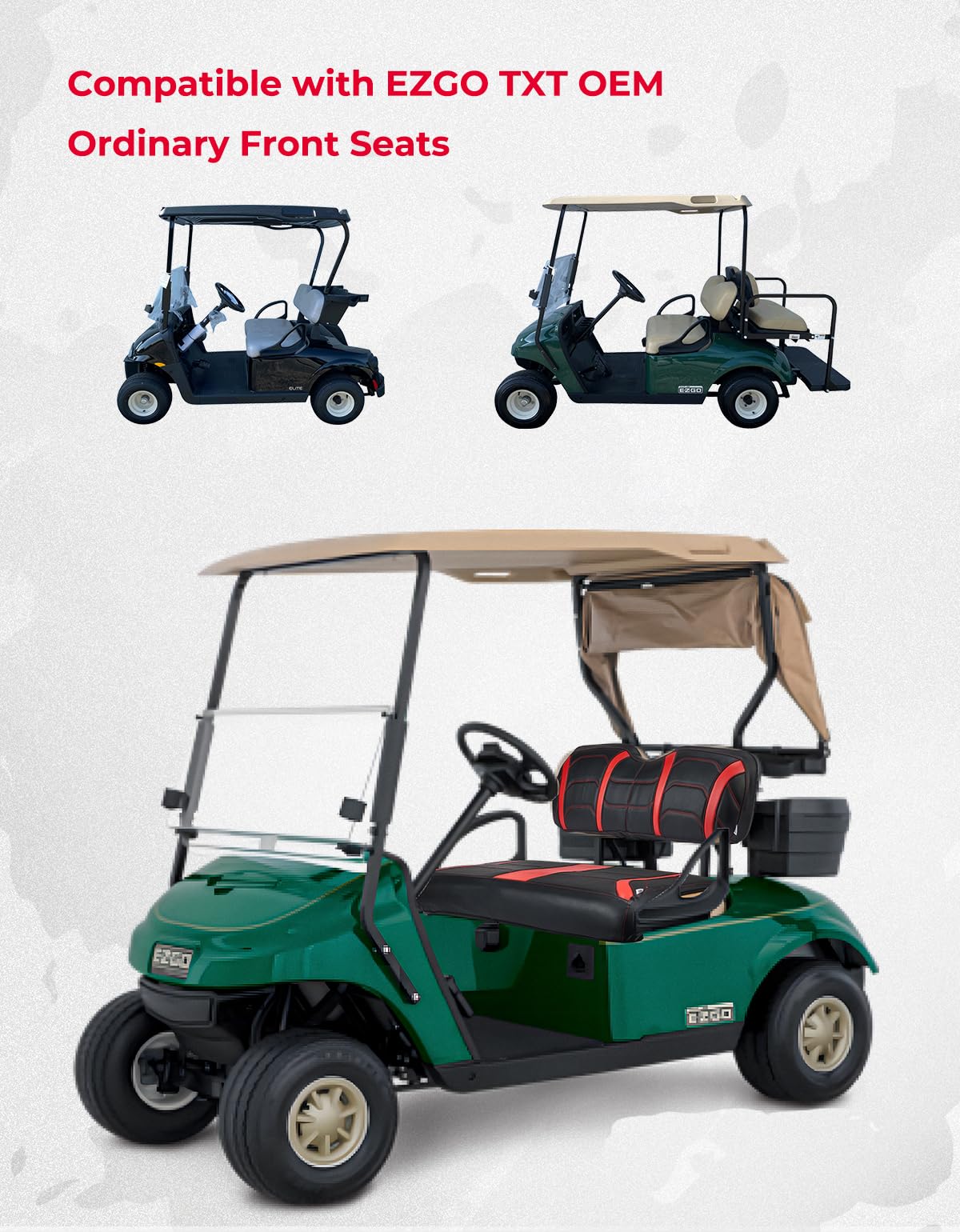 Photo of Front Seat Covers for EZGO TXT 1994-2013 by Kemimoto - Premium for UTVs / Side by Sides