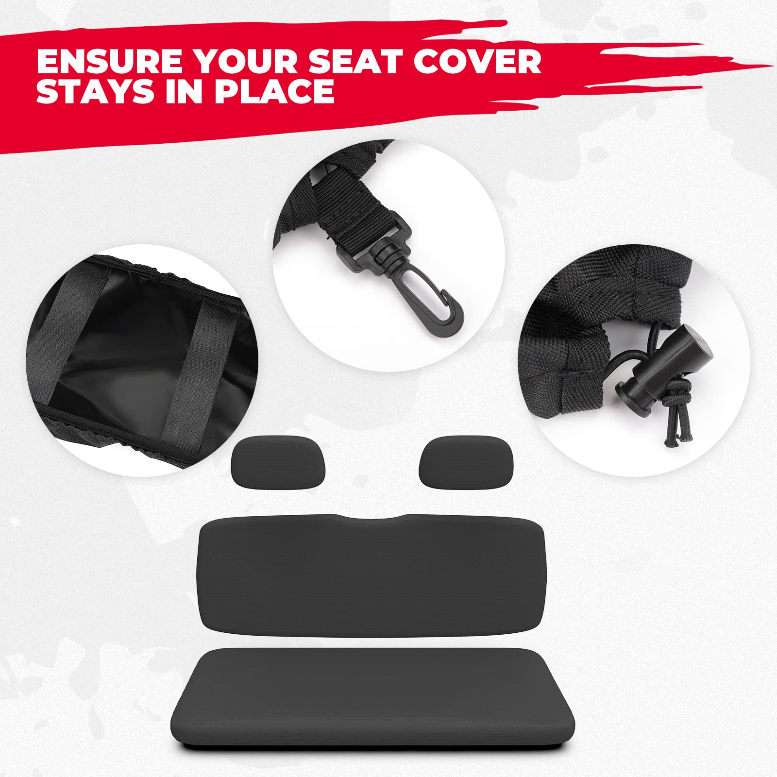Photo of Seat Covers w/ Back Seat Cover for Polaris Ranger 500 700 800 by Kemimoto - Premium for UTVs / Side by Sides