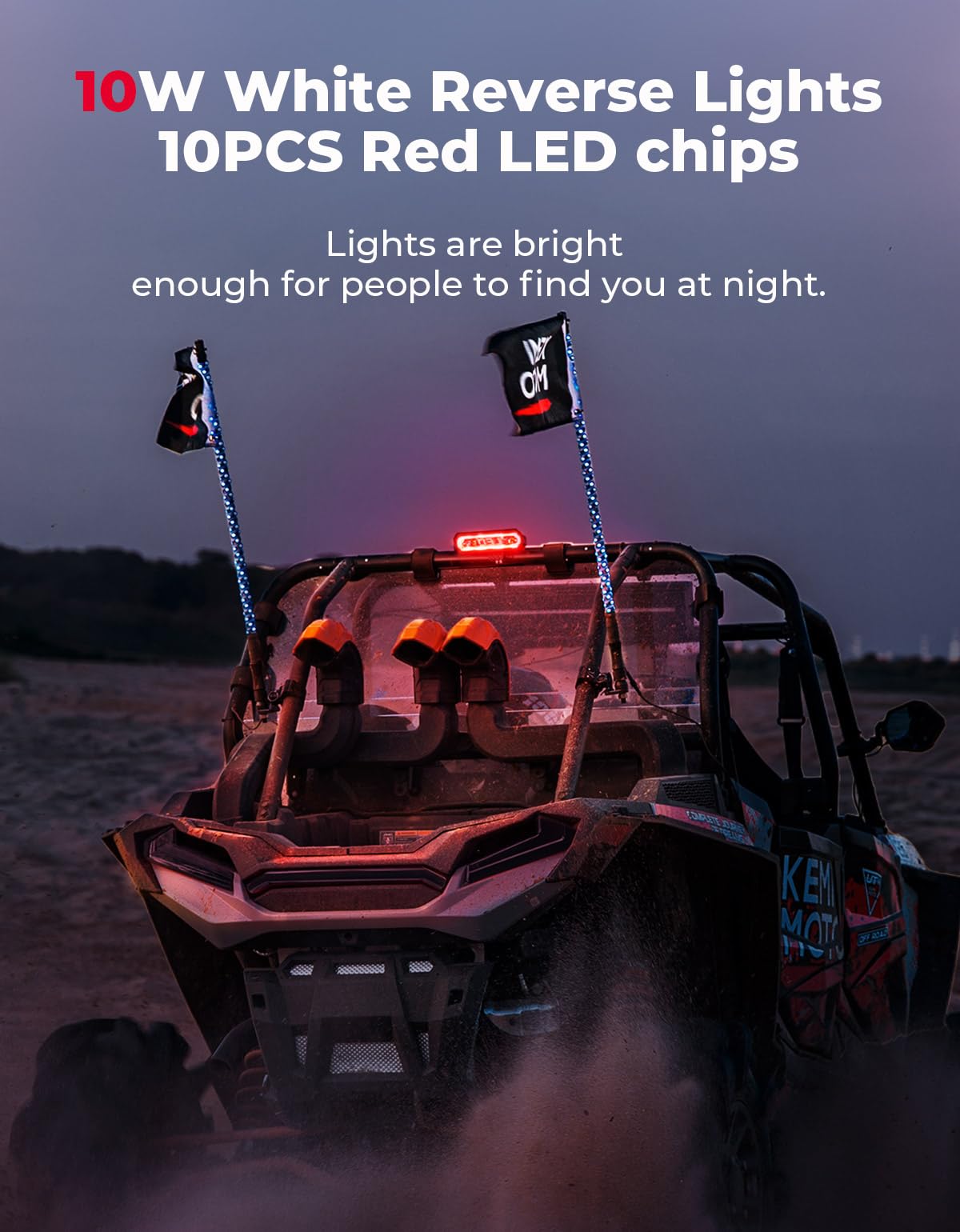 Photo of UTV Universial LED Chase Brake Tail Lights for RZR Ranger Maverick X3 by Kemimoto - Premium for UTVs / Side by Sides
