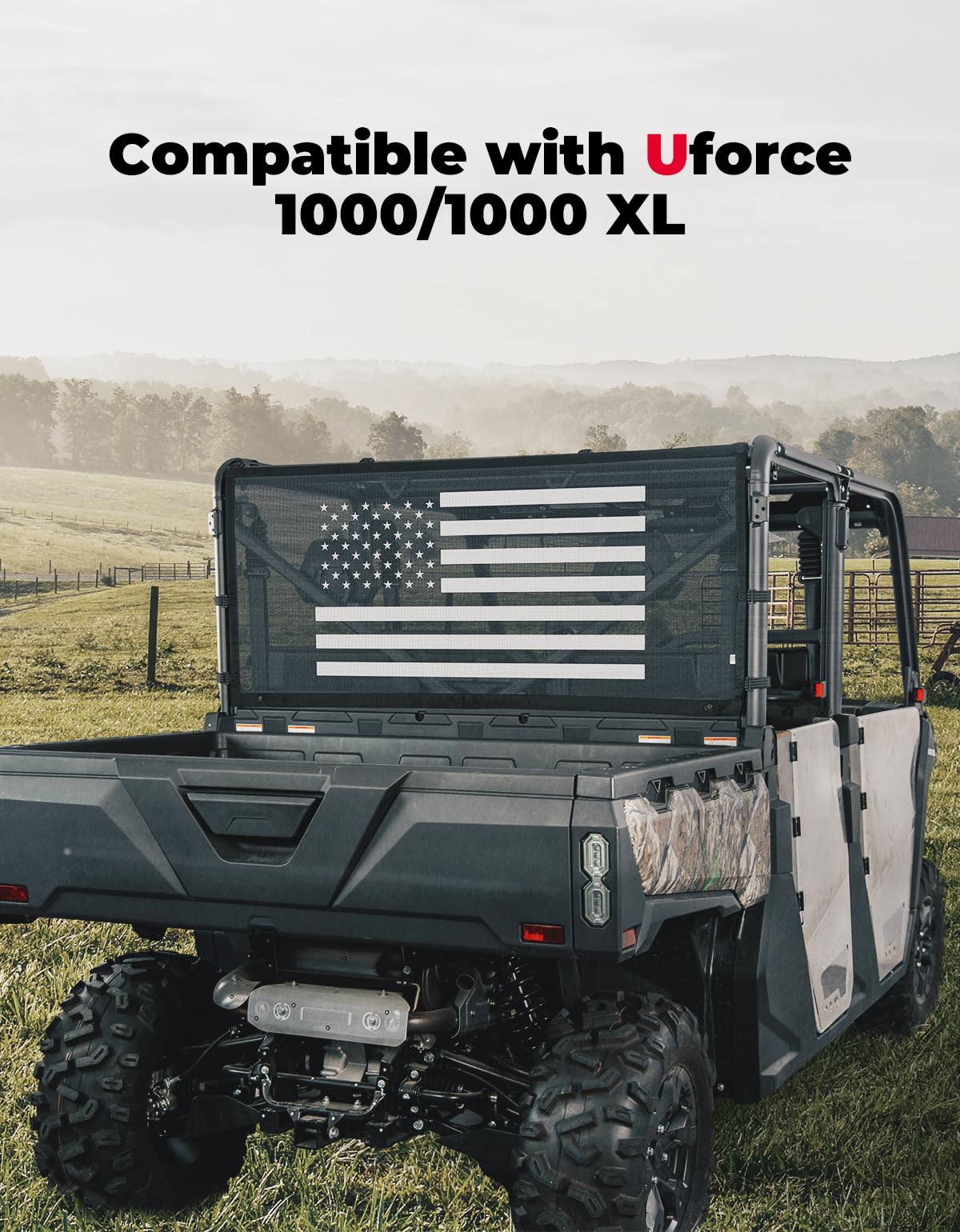 Photo of Rear Window Net Soft Windshield for CFMOTO UForce 1000/ 1000 XL by Kemimoto - Premium for UTVs / Side by Sides