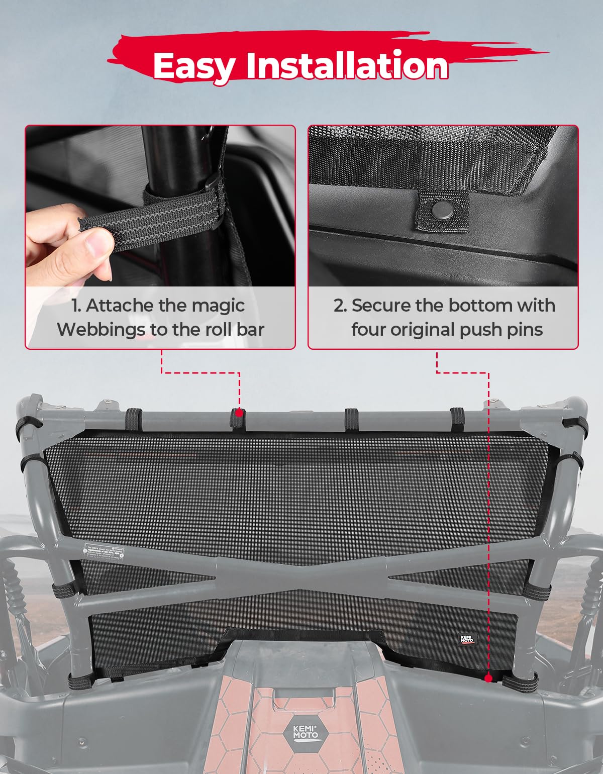 Photo of Rear Window Nets For CFMOTO ZForce 950 2020+ by Kemimoto - Premium for UTVs / Side by Sides