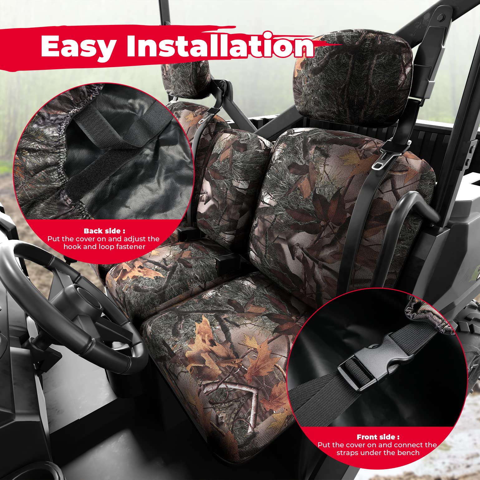 Photo of Camouflage Seat Cover for Can Am Defender HD5|7|8|9|10 by Kemimoto - Premium for UTVs / Side by Sides
