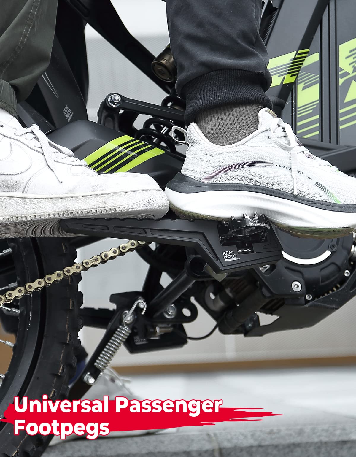 Photo of Universal Motorcycle Dirt Bike Passenger Footpegs by Kemimoto - Premium for UTVs / Side by Sides