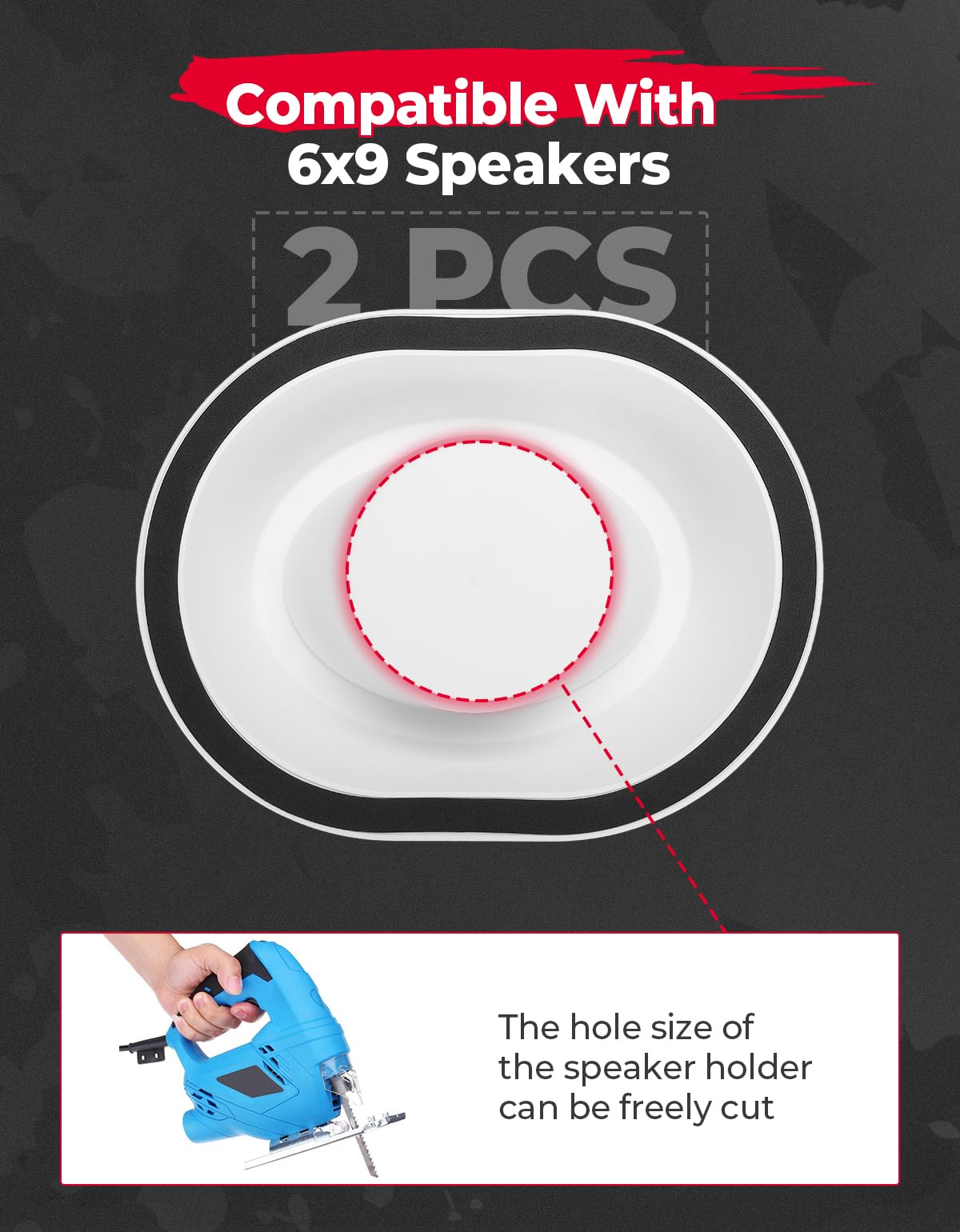 Photo of Universal Angeled Speaker Pods for 6x9 Speakers (White, 2PCS) by Kemimoto - Premium for UTVs / Side by Sides