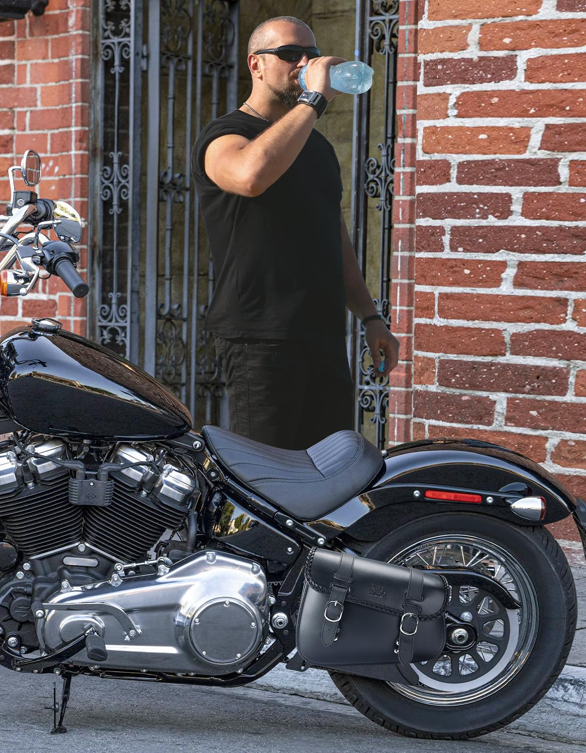 Photo of Motorcycle Left Side Swingarm Bag for Softail Sportster S by Kemimoto - Premium for UTVs / Side by Sides