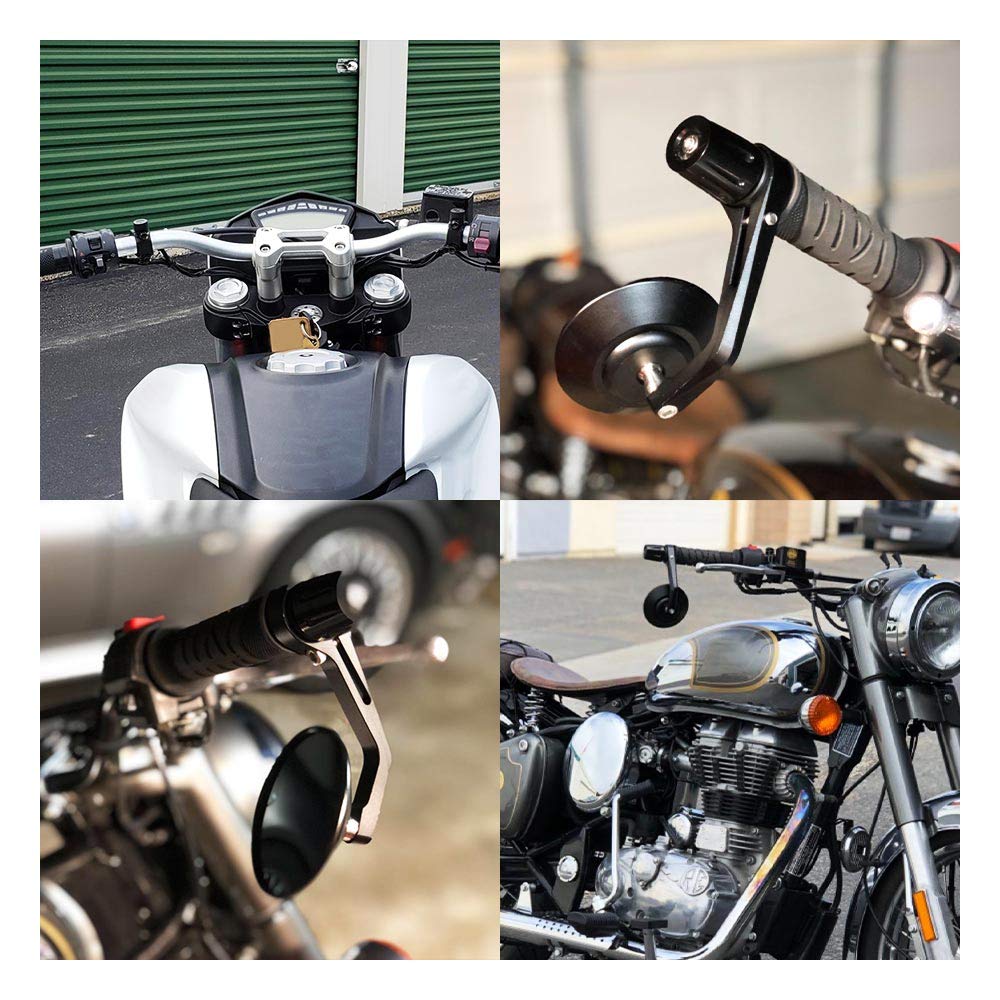 Photo of Motorcycle Handlebar End Mirrors for 7/8" Handle Round by Kemimoto - Premium for UTVs / Side by Sides