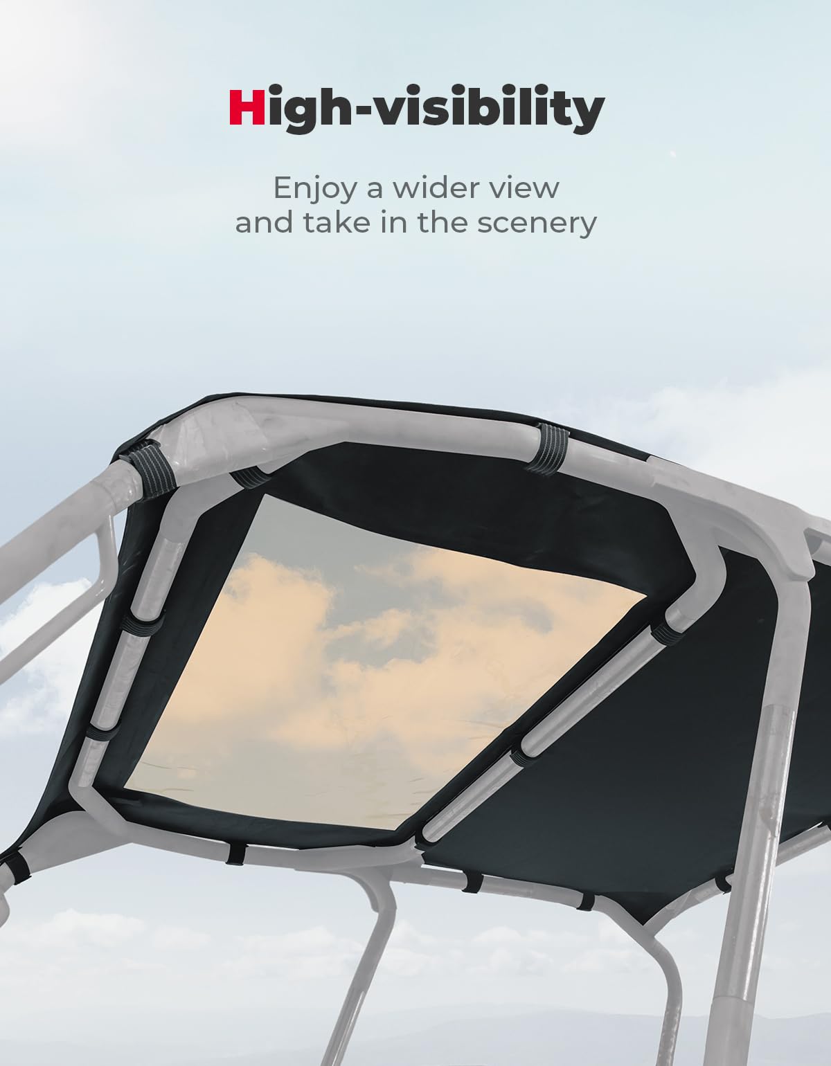 Photo of UTV Canvas Roof Water-Resistant Sunshade for Pioneer 1000-6 by Kemimoto - Premium for UTVs / Side by Sides