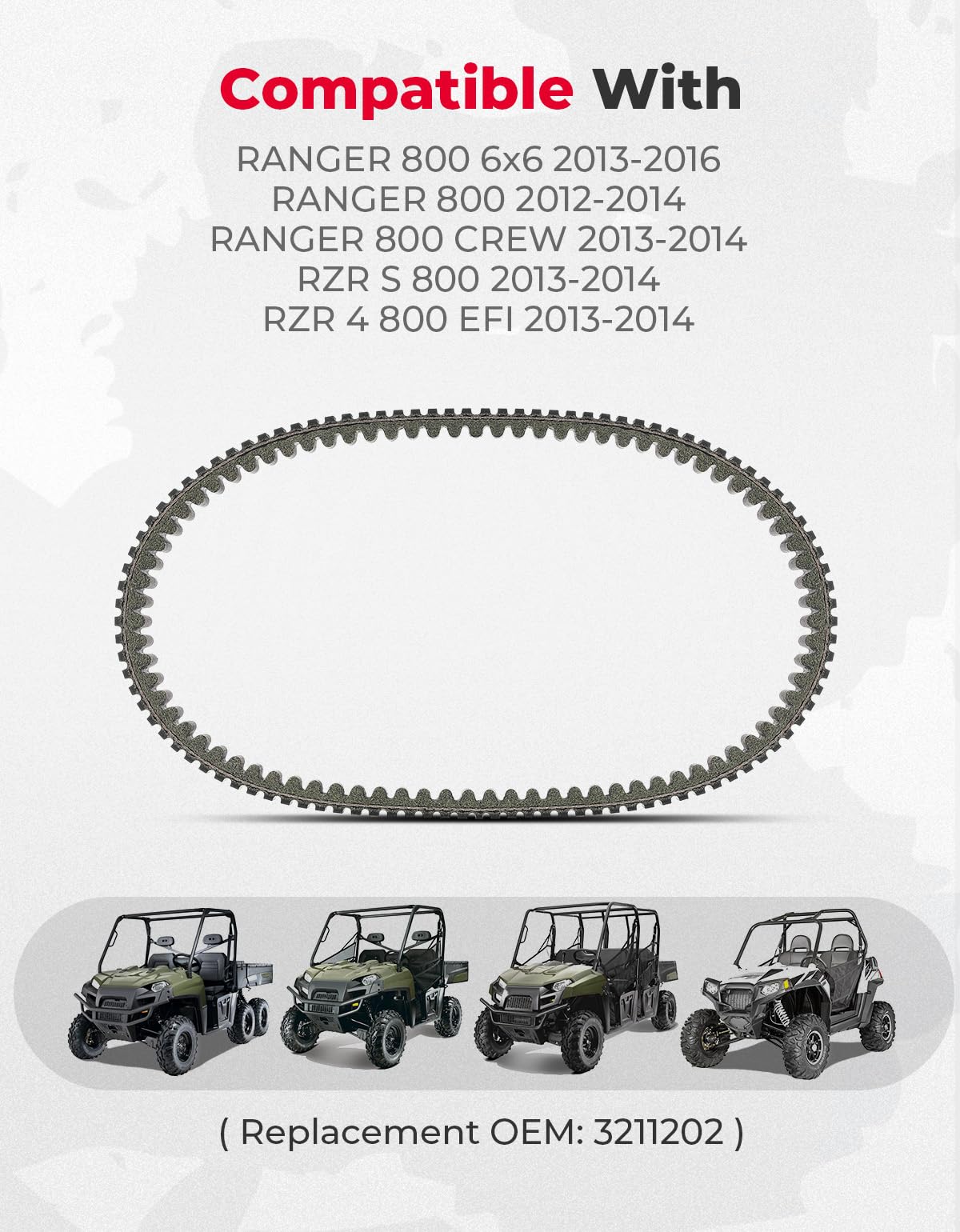 Photo of UTV Heavy Drive Belt for Polaris Ranger 500 800/ RZR 800 by Kemimoto - Premium for UTVs / Side by Sides