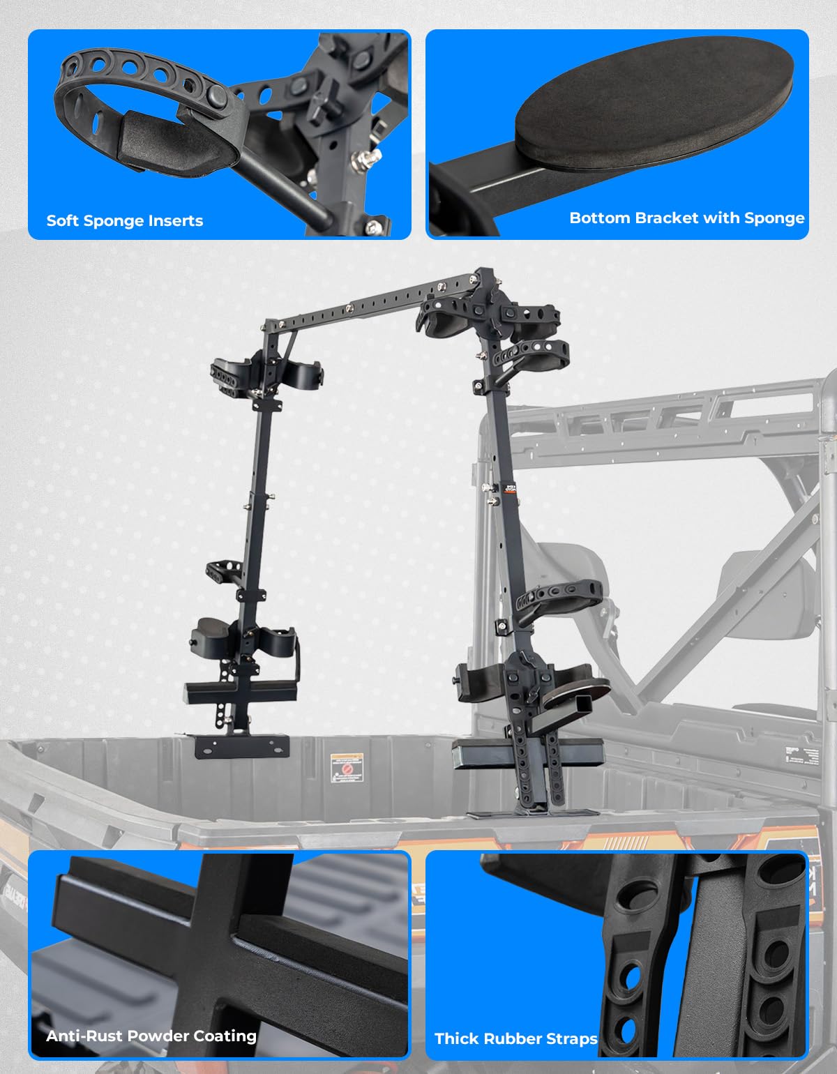 Photo of UTV Double Crossbow Rack for Polaris Ranger General Pioneer by Kemimoto - Premium for UTVs / Side by Sides