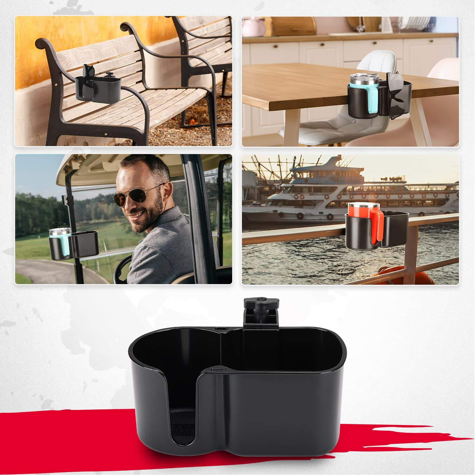 Photo of Kemimoto Desk Cup Holder, Table Organizer for Office, Lawn Chair, Golf Cart, Pontoon Boat by Kemimoto - Premium for UTVs / Side by Sides