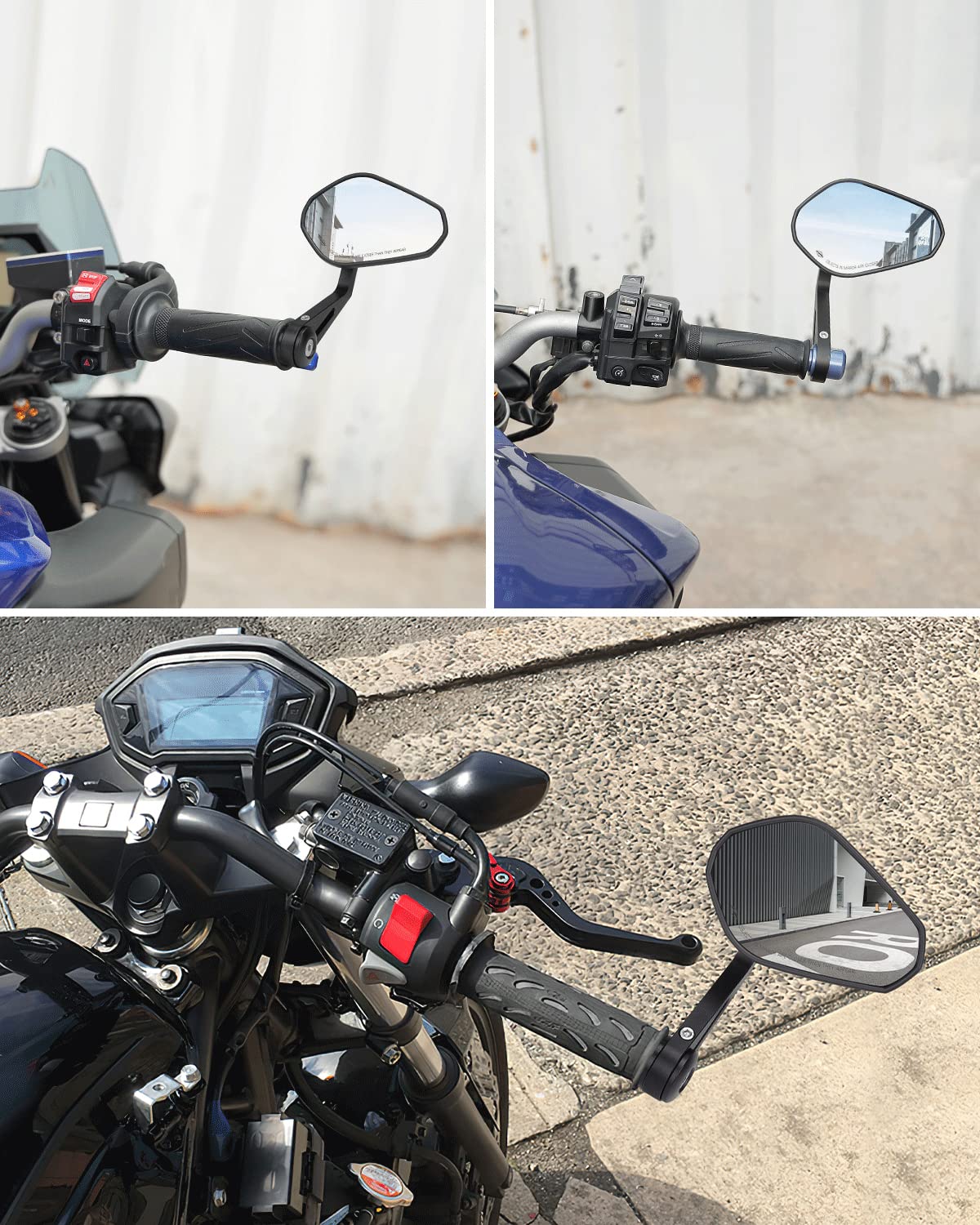 Photo of Motorcycle Bar End Mirrors for Sportster, Softail, Dyna, Road King by Kemimoto - Premium for UTVs / Side by Sides
