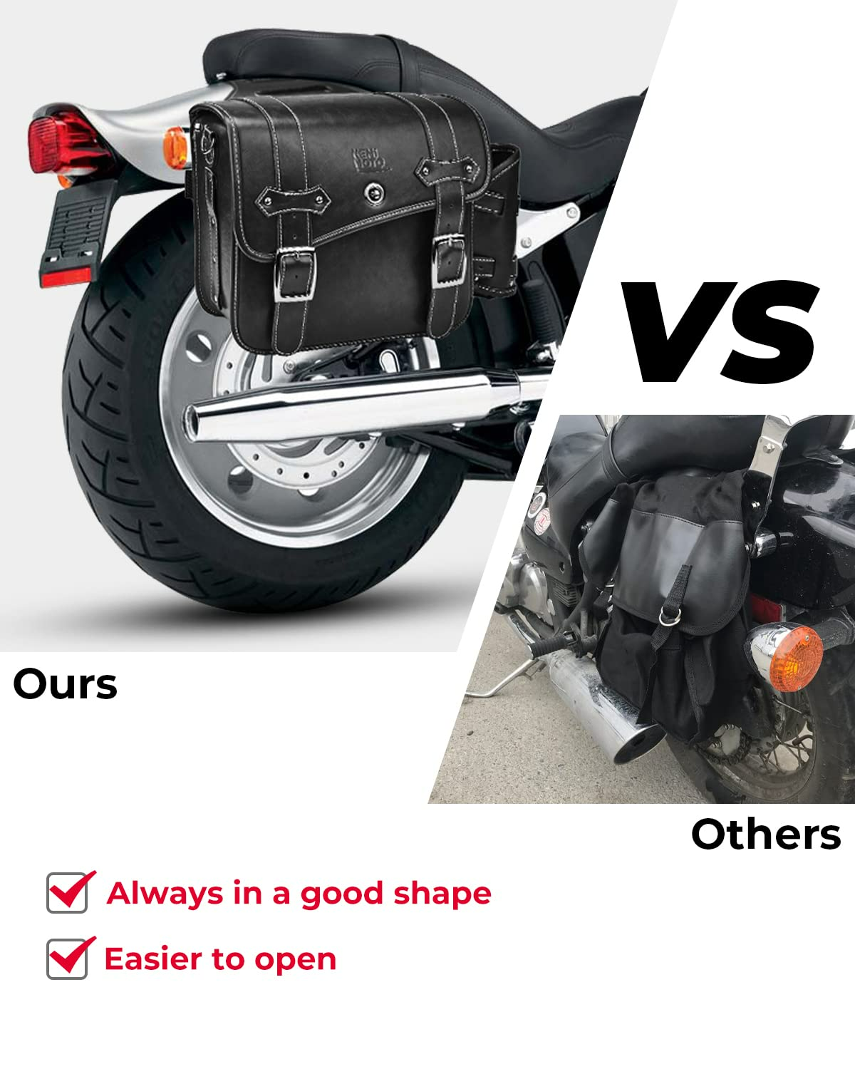 Photo of Motorcycle PU Leather Saddlebag for Softail Dyna Road King V-star Shadow by Kemimoto - Premium for UTVs / Side by Sides
