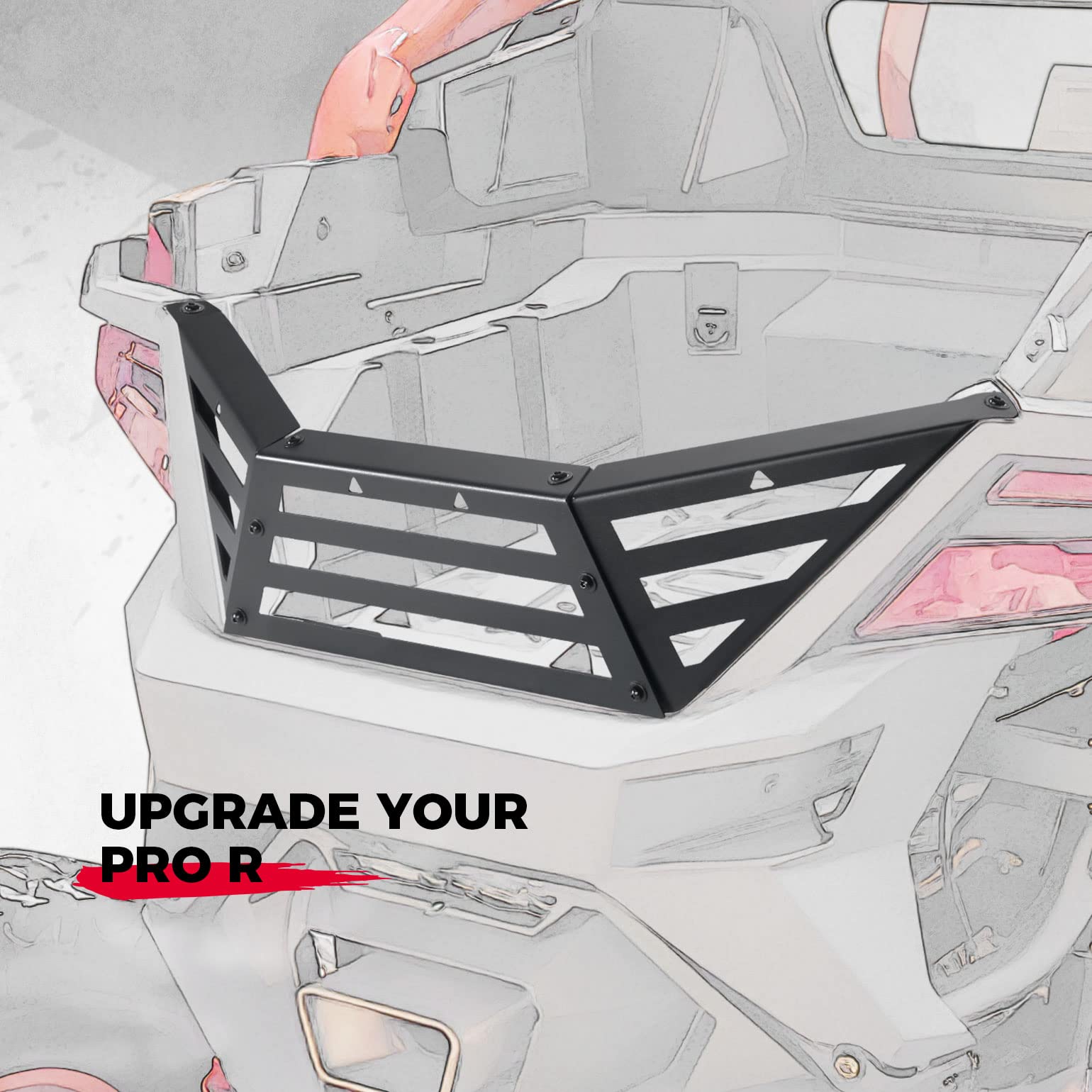Photo of Rear Cargo Bed Extender Tailgate for Polaris RZR Pro R/4 2022-2024 by Kemimoto - Premium for UTVs / Side by Sides