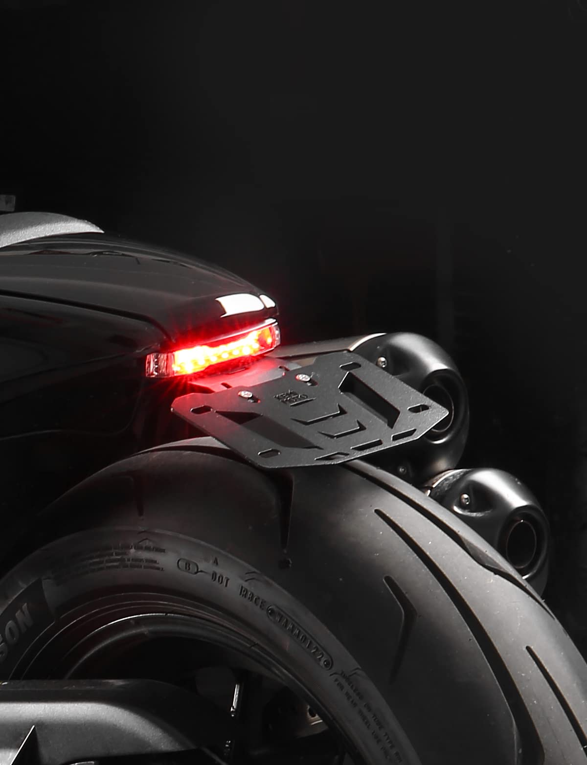 Photo of Motorcycle License Plate Bracket with LED Signal Light by Kemimoto - Premium for UTVs / Side by Sides