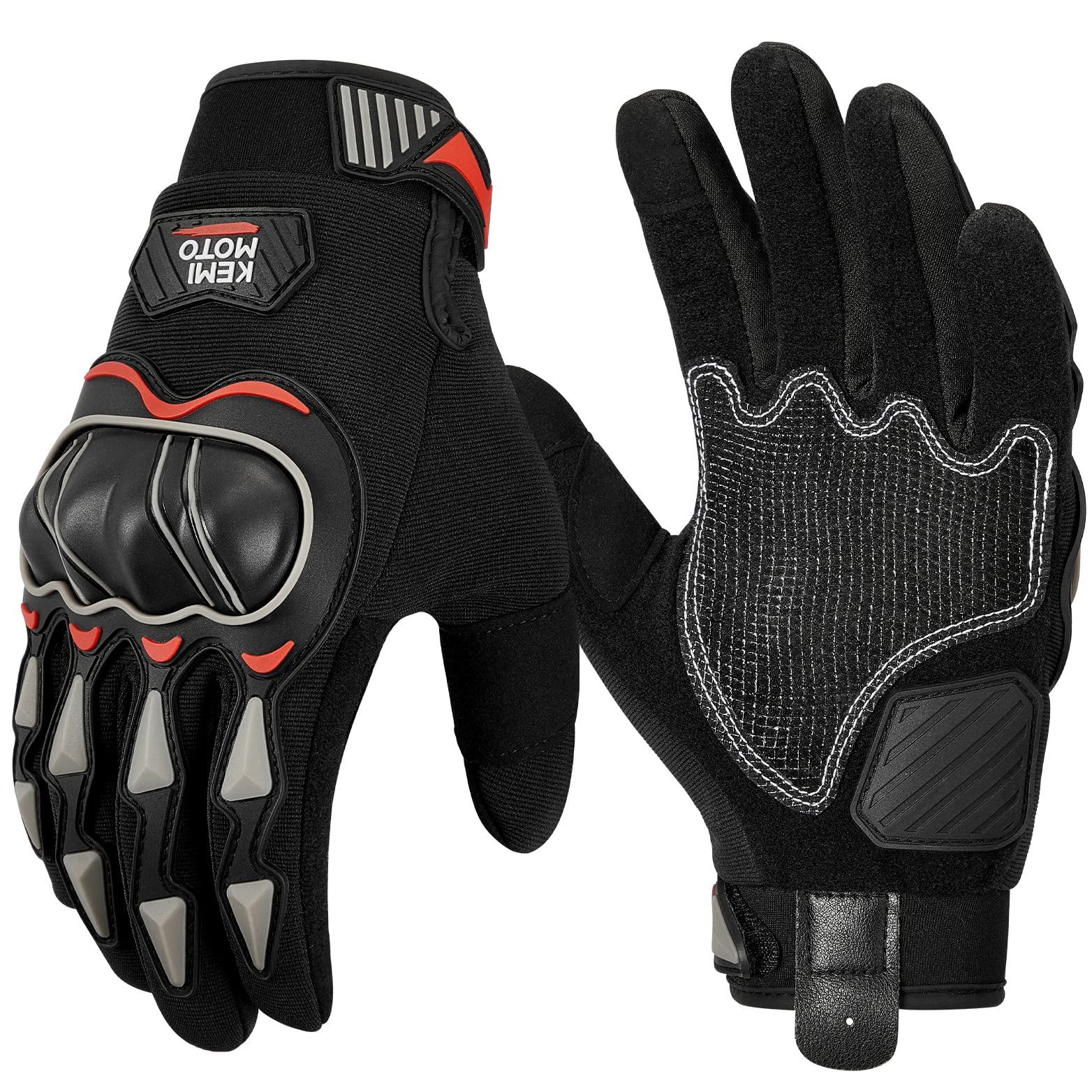 Photo of Motorcycle Touchscreen Riding Gloves with Hard Knuckle by Kemimoto - Premium for UTVs / Side by Sides
