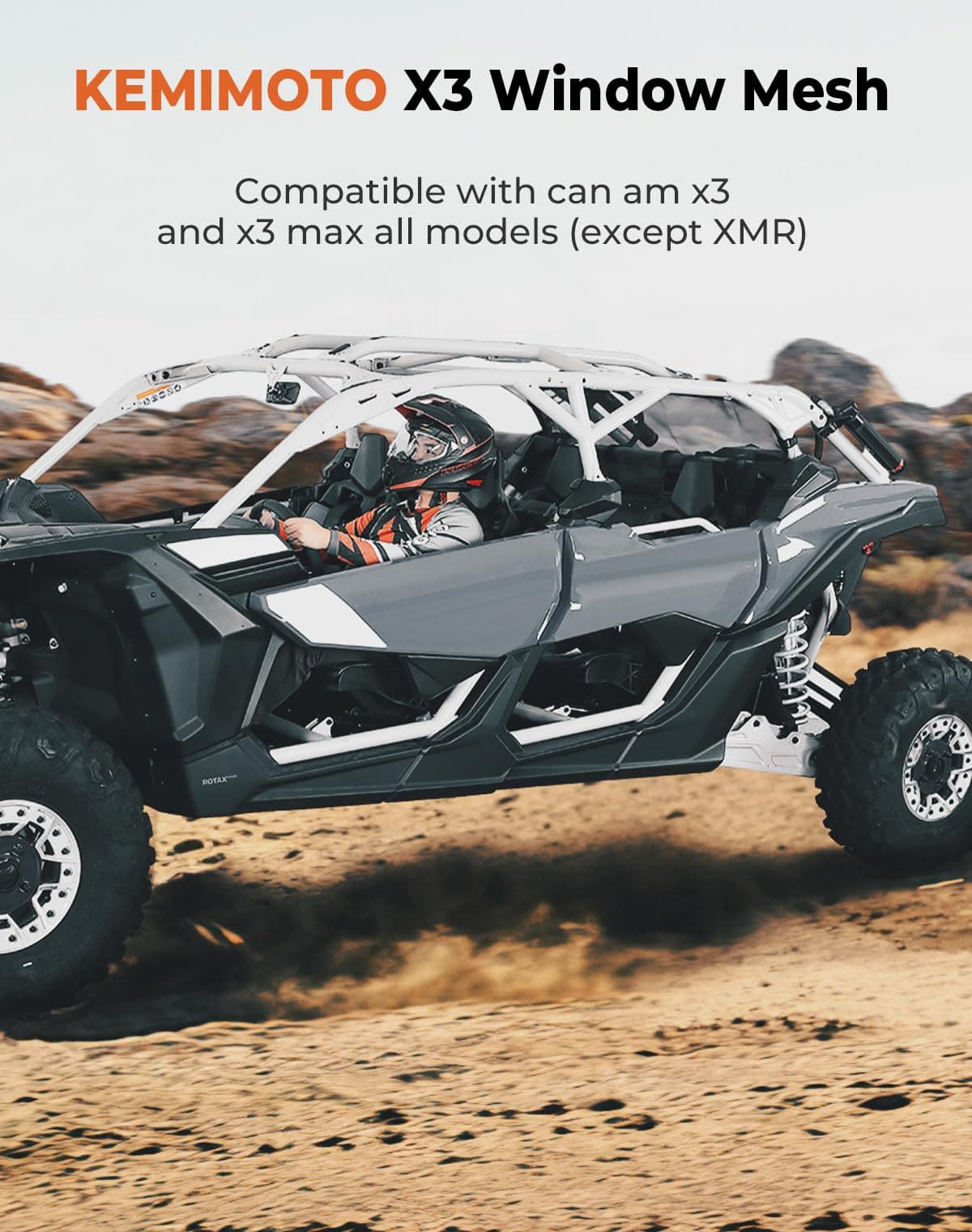 Photo of Rear Window Net for Can-Am Maverick X3/MAX by Kemimoto - Premium for UTVs / Side by Sides