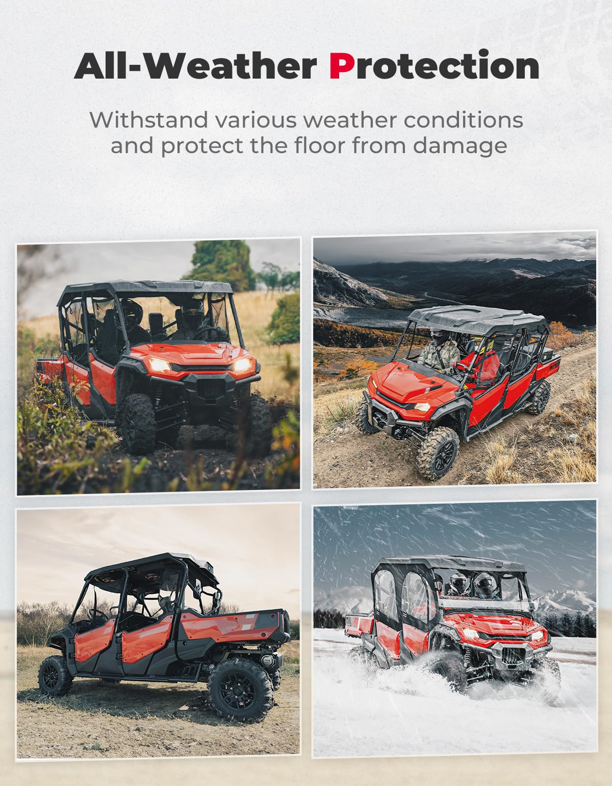 Photo of Kemimoto Floor Mats TPE All-Weather Anti-Slip Liners for Pioneer 1000-6 (4 Pcs) by Kemimoto - Premium for UTVs / Side by Sides