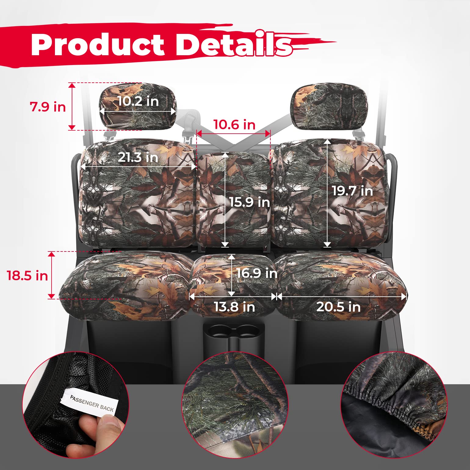 Photo of Camouflage Seat Cover for Can Am Defender HD5|7|8|9|10 by Kemimoto - Premium for UTVs / Side by Sides