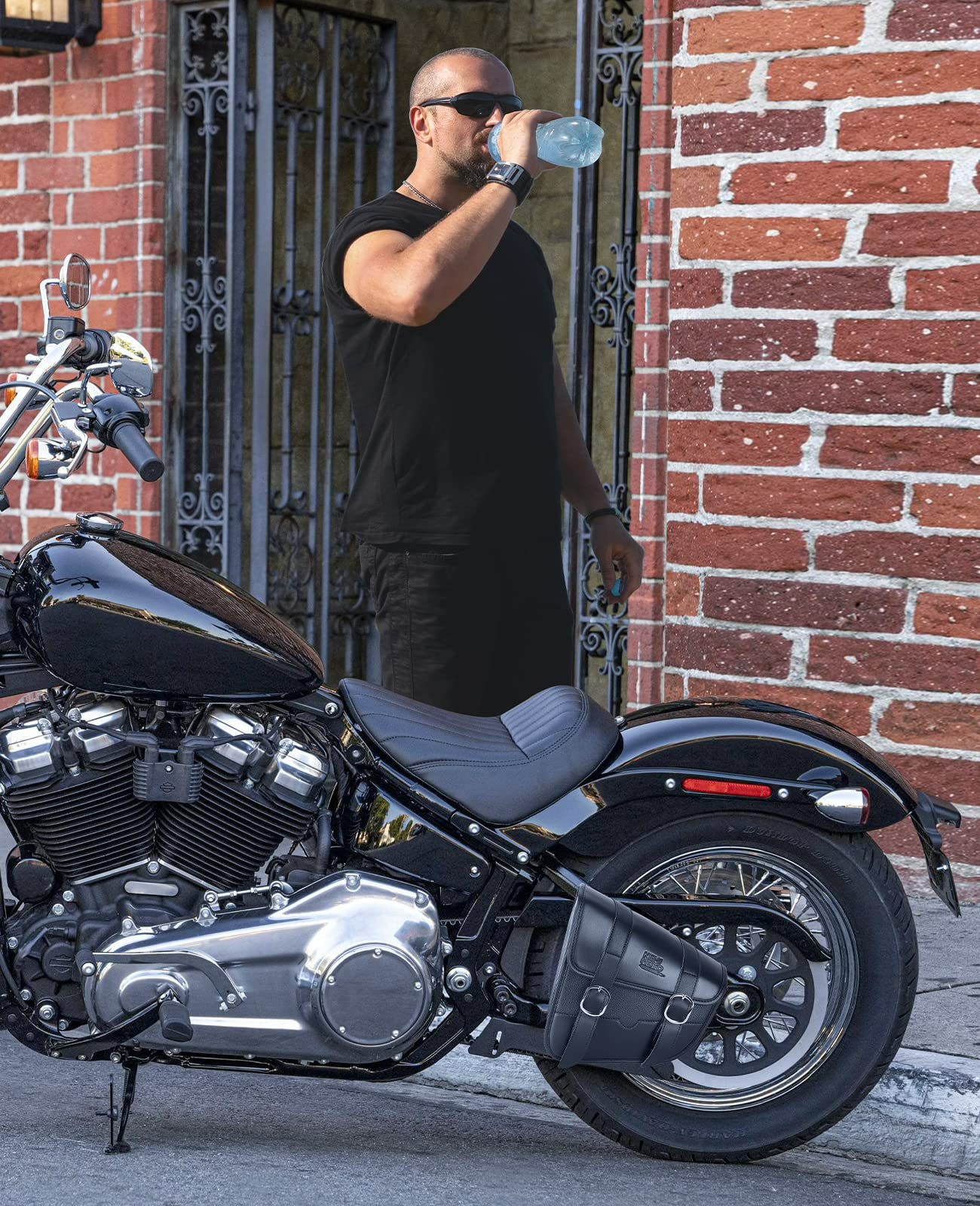 Photo of Synthetic Leather Swing Arm Bags Left Side for Harley by Kemimoto - Premium for UTVs / Side by Sides