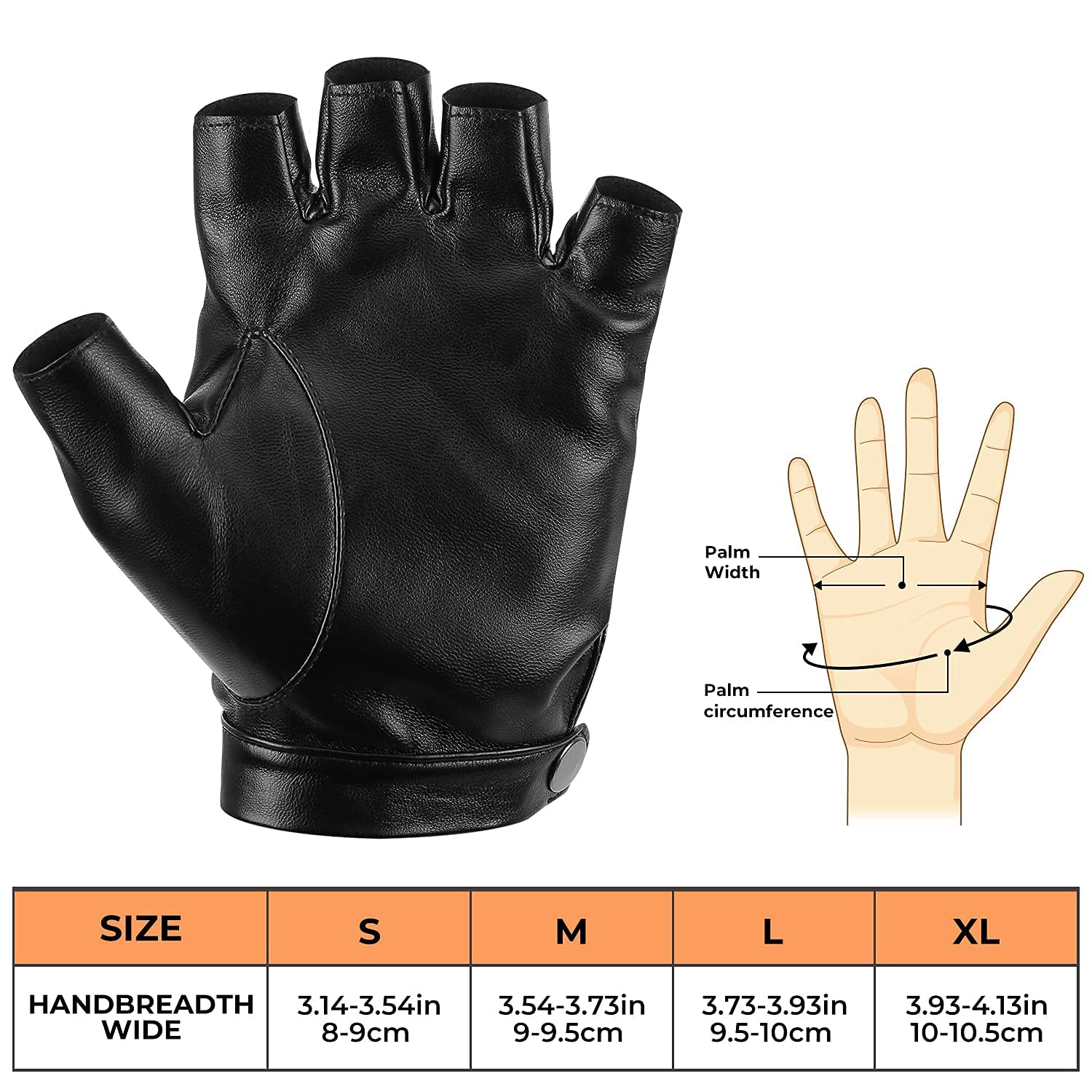Photo of Kemimoto Fingerless Driving Gloves, PU Faux Leather Half Finger Glove for Men Women Teens by Kemimoto - Premium for UTVs / Side by Sides