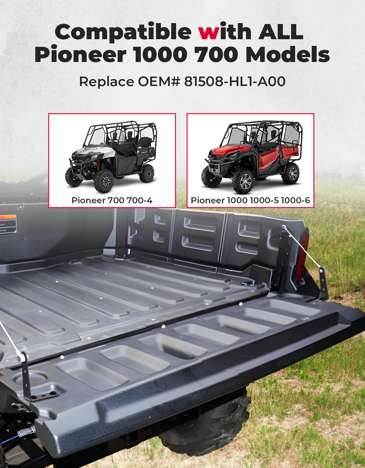Photo of Tailgate Leveler Bracket for Pioneer 700 700-4 1000 1000-5 1000-6 by Kemimoto - Premium for UTVs / Side by Sides