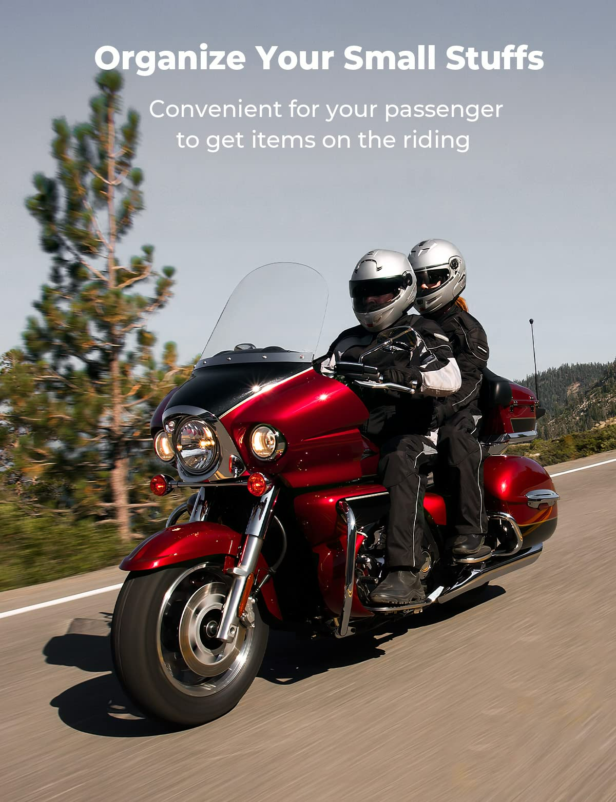 Photo of Motorcycle Rider Backrest Organizer Kit for Road Glide Touring Softail by Kemimoto - Premium for UTVs / Side by Sides