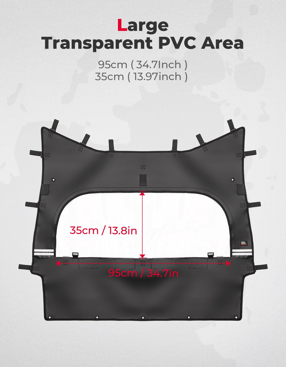 Photo of Soft Rear Windshield with Zipper for CFMOTO ZForce 500 | 800 | 1000 by Kemimoto - Premium for UTVs / Side by Sides