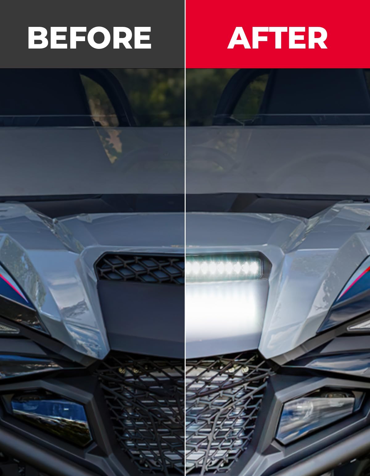 Photo of LED Hood Scoop Light for Yamaha Wolverine Rmax X2/X4 1000 2021-2023 by Kemimoto - Premium for UTVs / Side by Sides