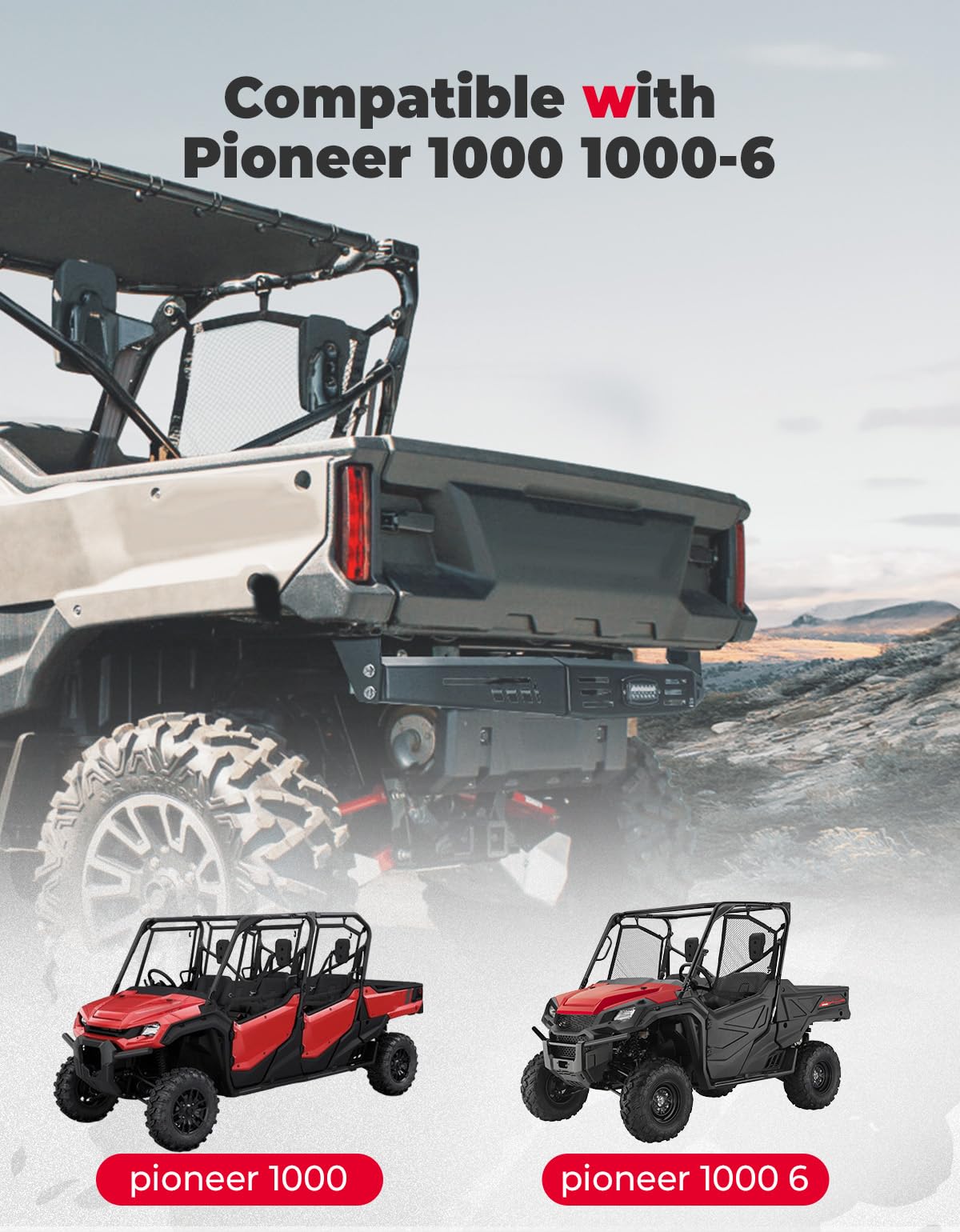 Photo of Rear Bumper for Pioneer 1000 1000-6 2016-2025 by Kemimoto - Premium for UTVs / Side by Sides